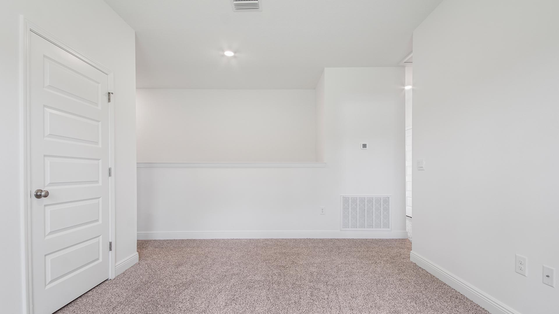 Additional living space on the second level has a closet for storage