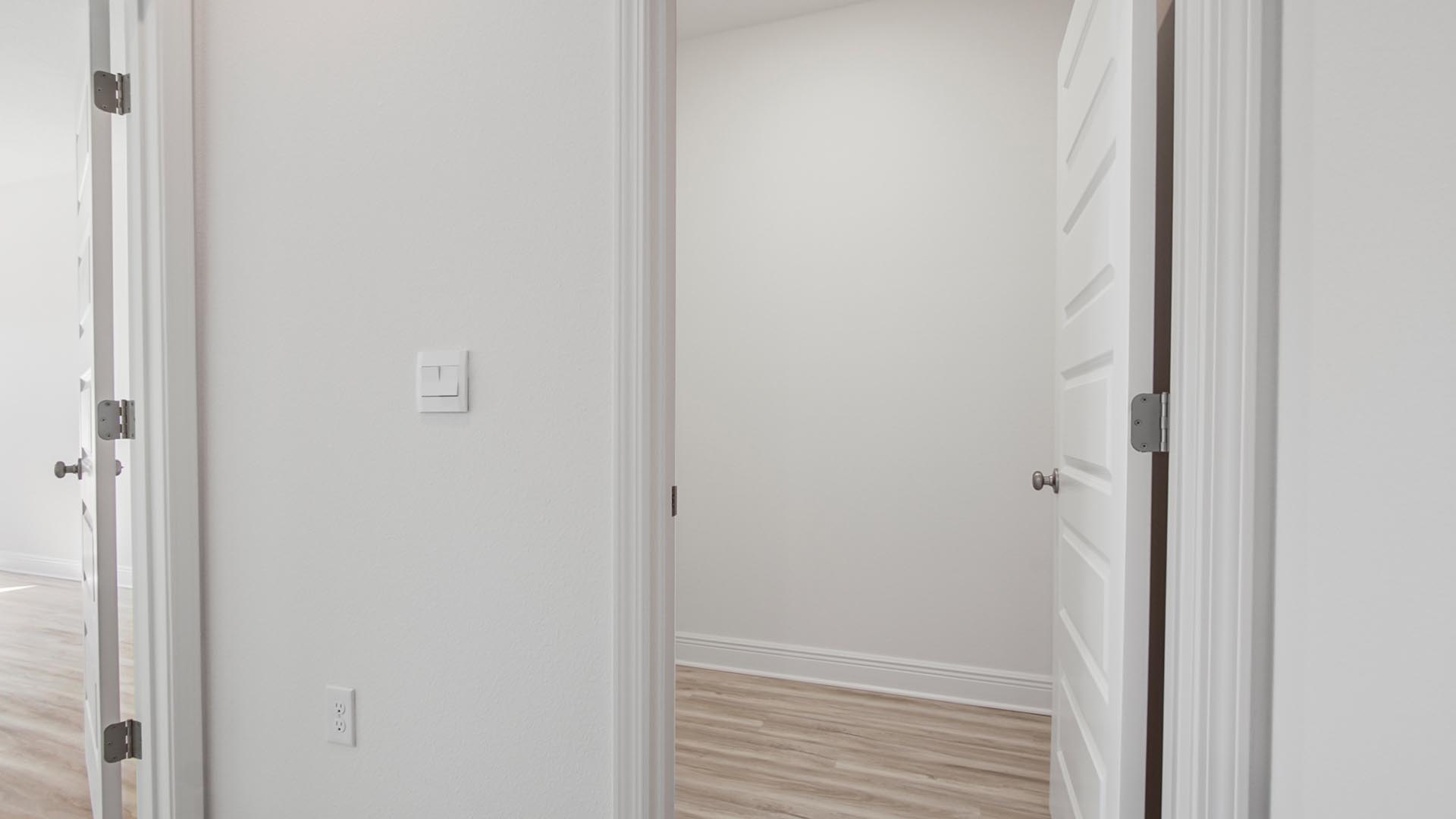 The laundry room is located on the second level