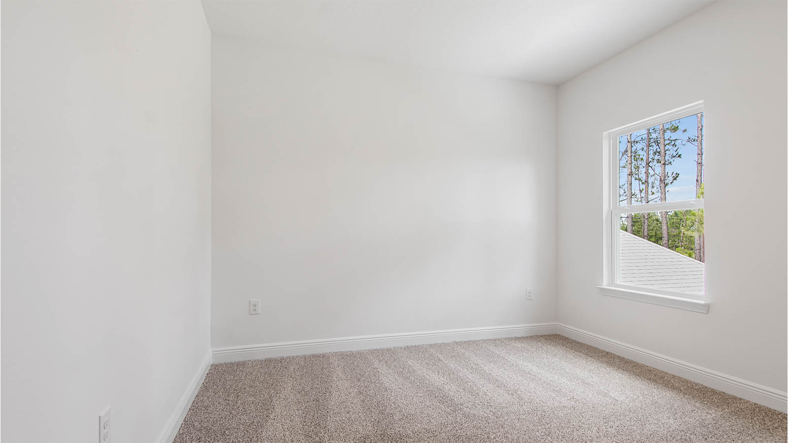 Bedroom four with carpet flooring and window.