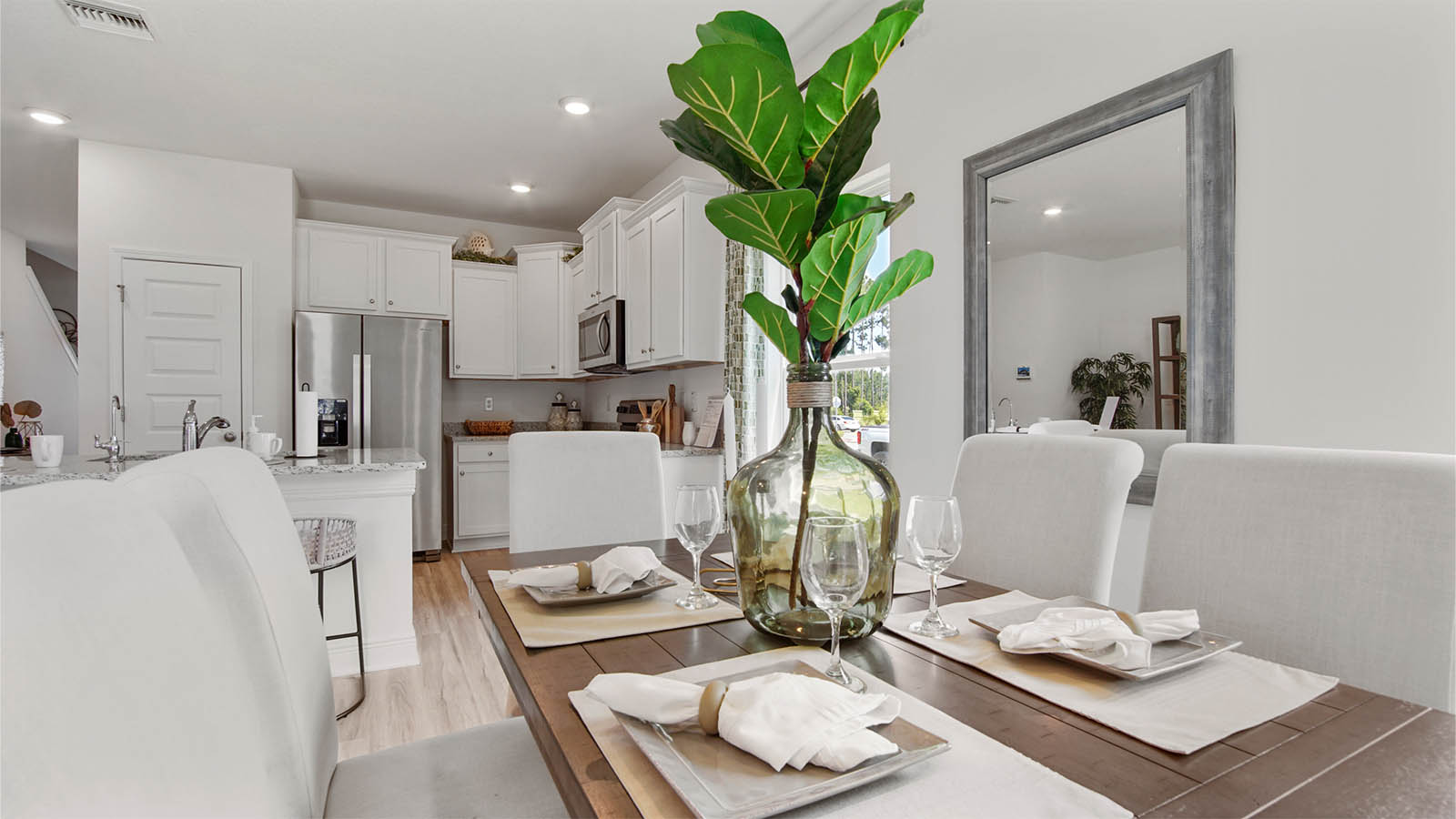 Dining area open to the kitchen