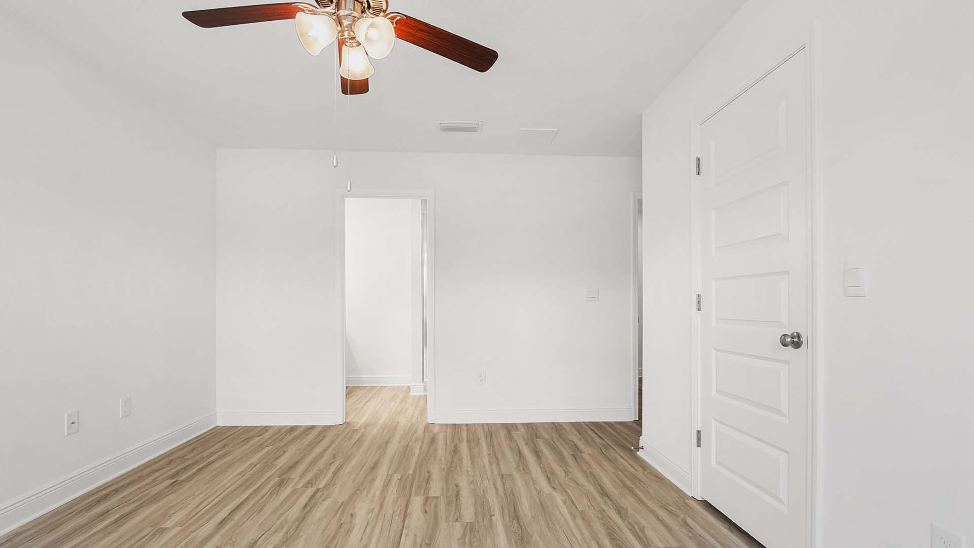 The primary bedroom has a spacious closet