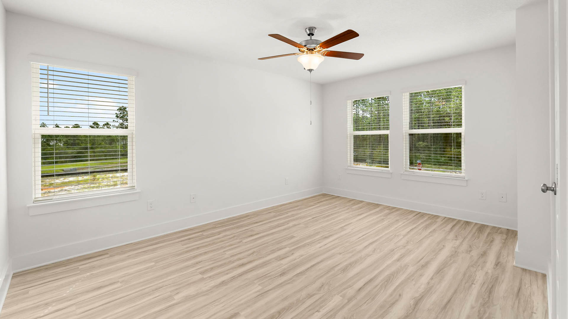 The primary bedroom is located on the second level