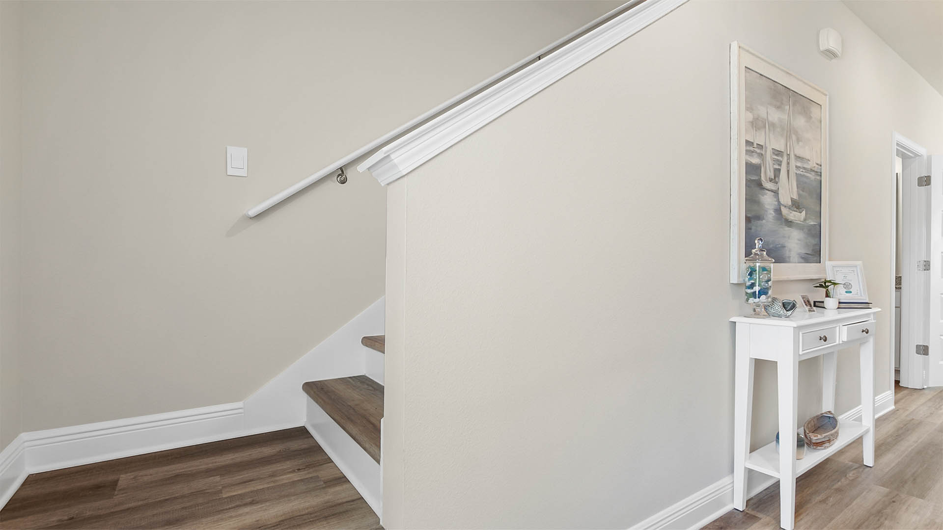 Stair landing with EVP treads.