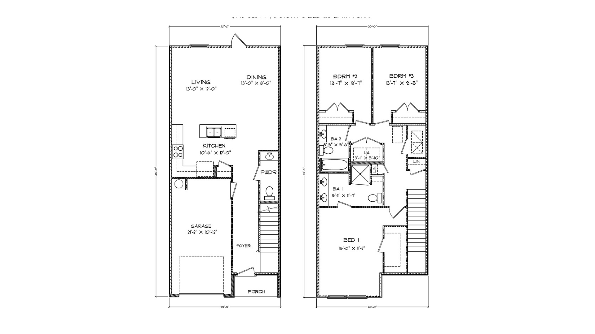 Palm townhome interior unit floor plan