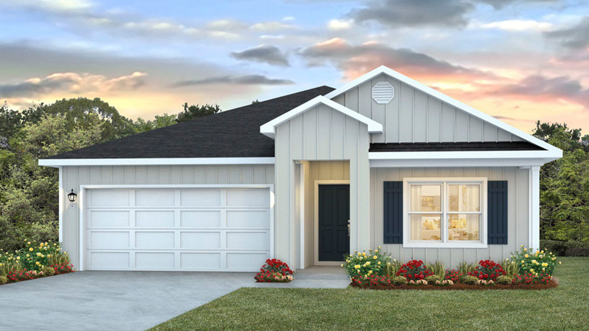 The Cali D features a large front covered front porch