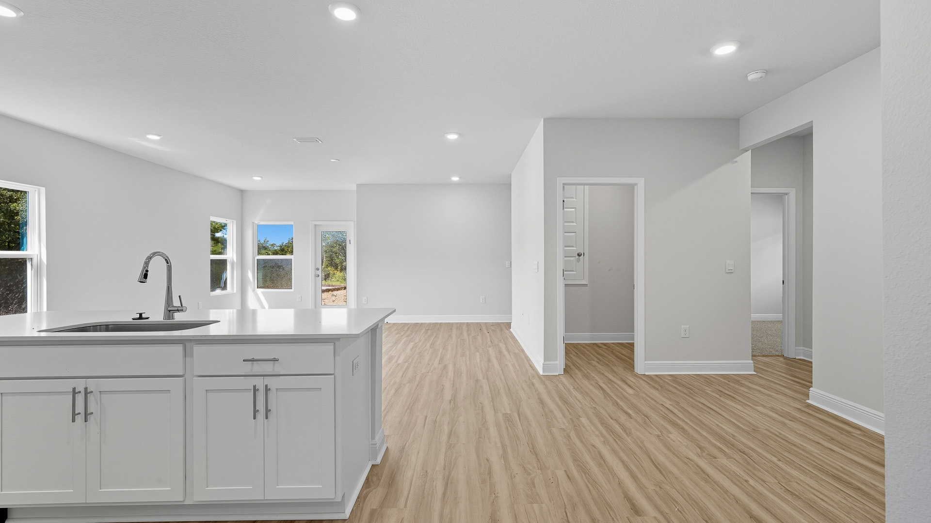 There is a dining area adjacent to the kitchen