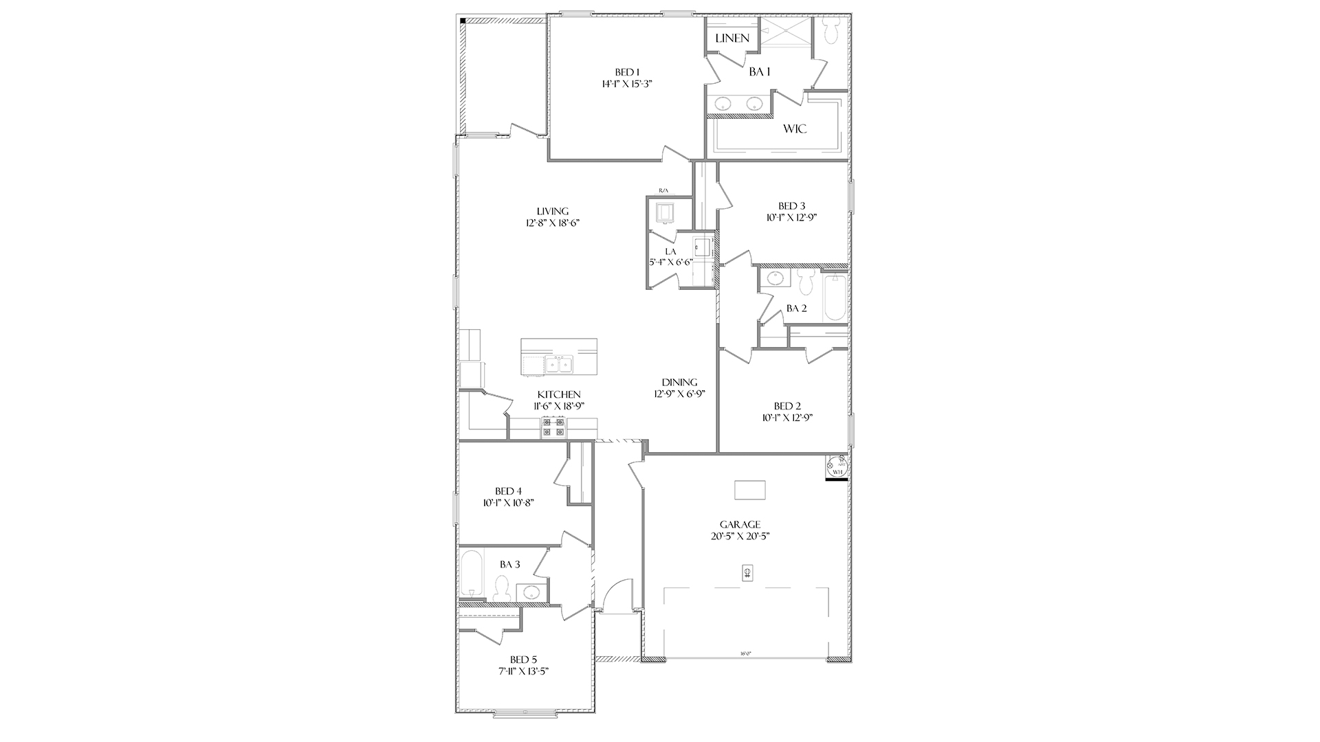 The Creekside is a five bedroom three full bathroom home