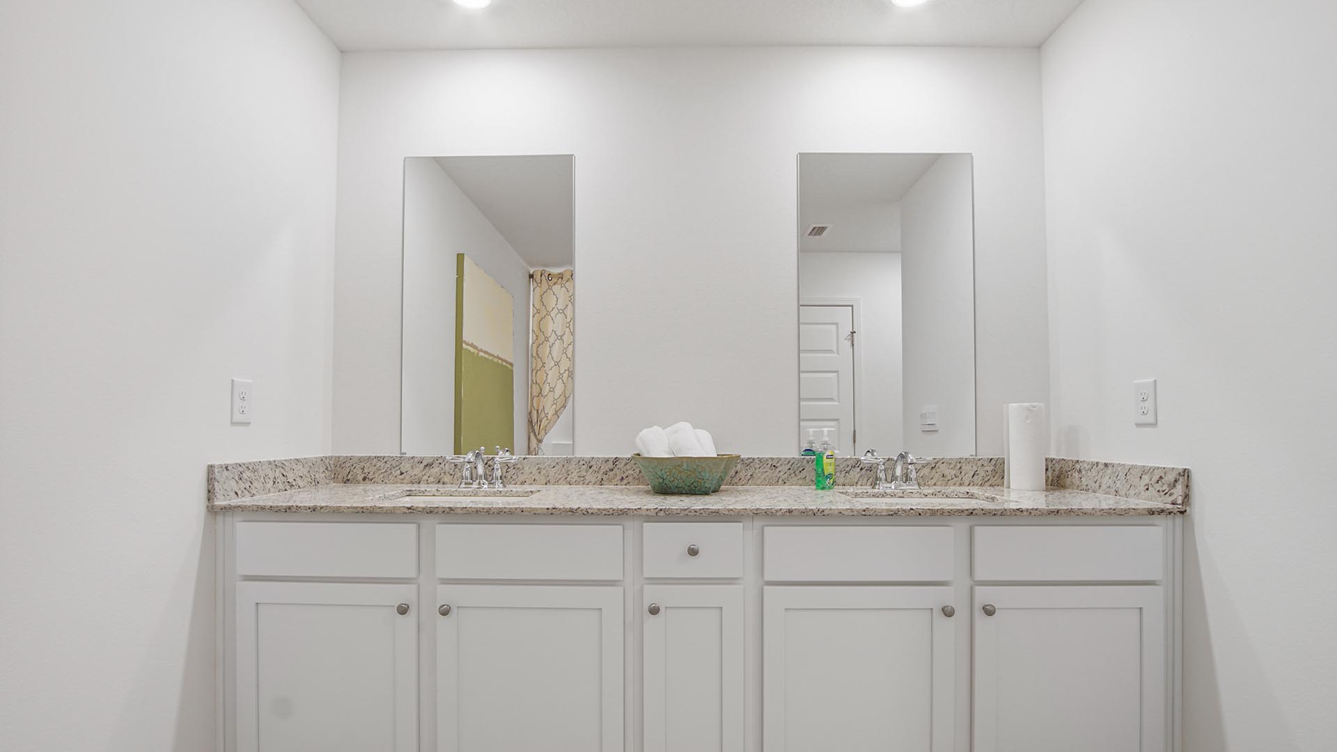 Dual sink vanity with granite countertops