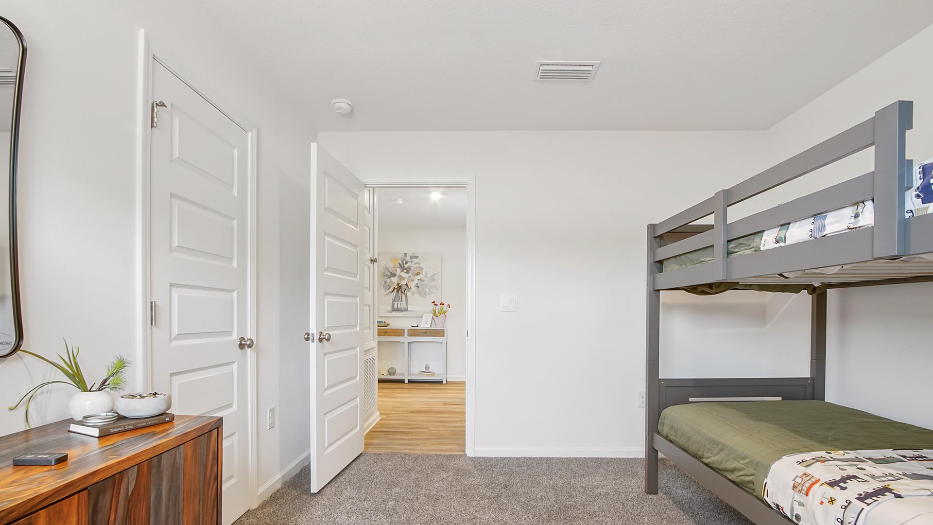 Bedrooms have carpet and ample closet space