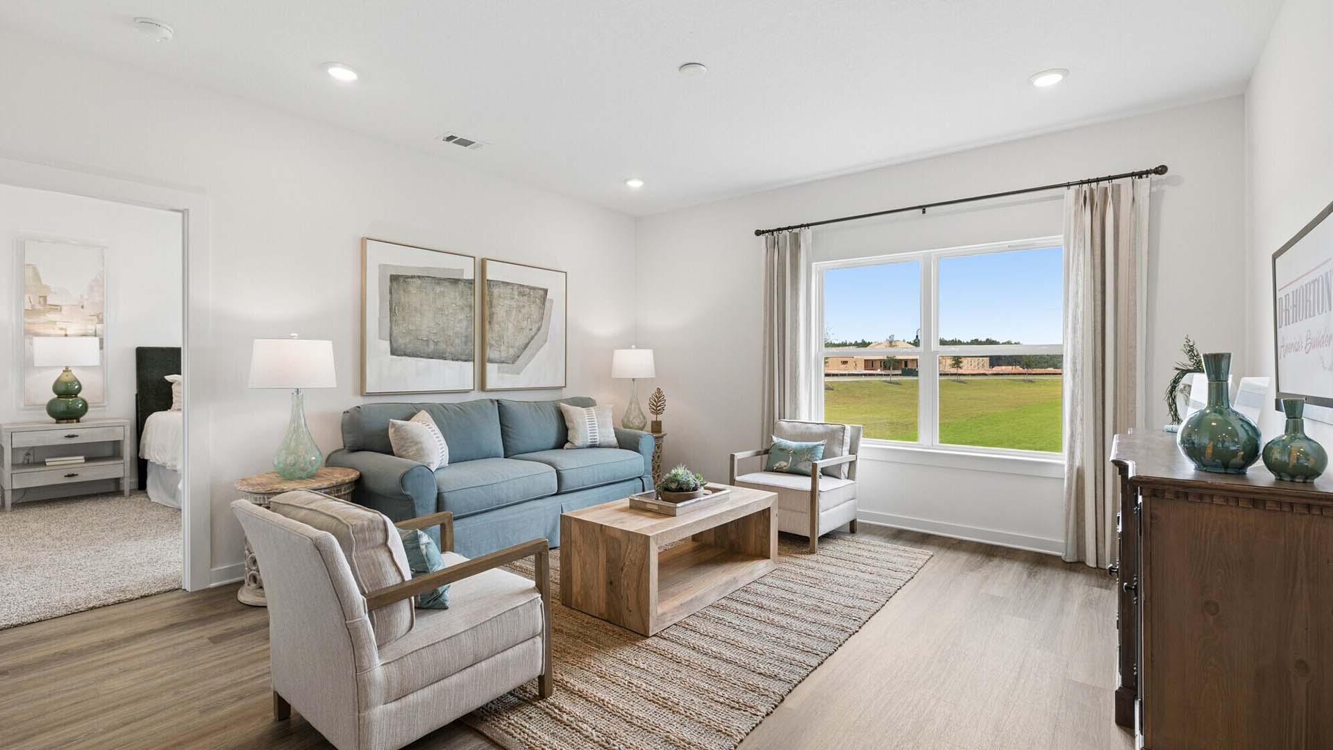 The Beau has elevated ceilings and an open concept layout