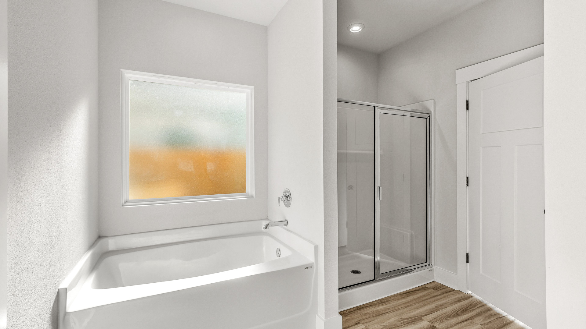 There is a soak tub and separate shower