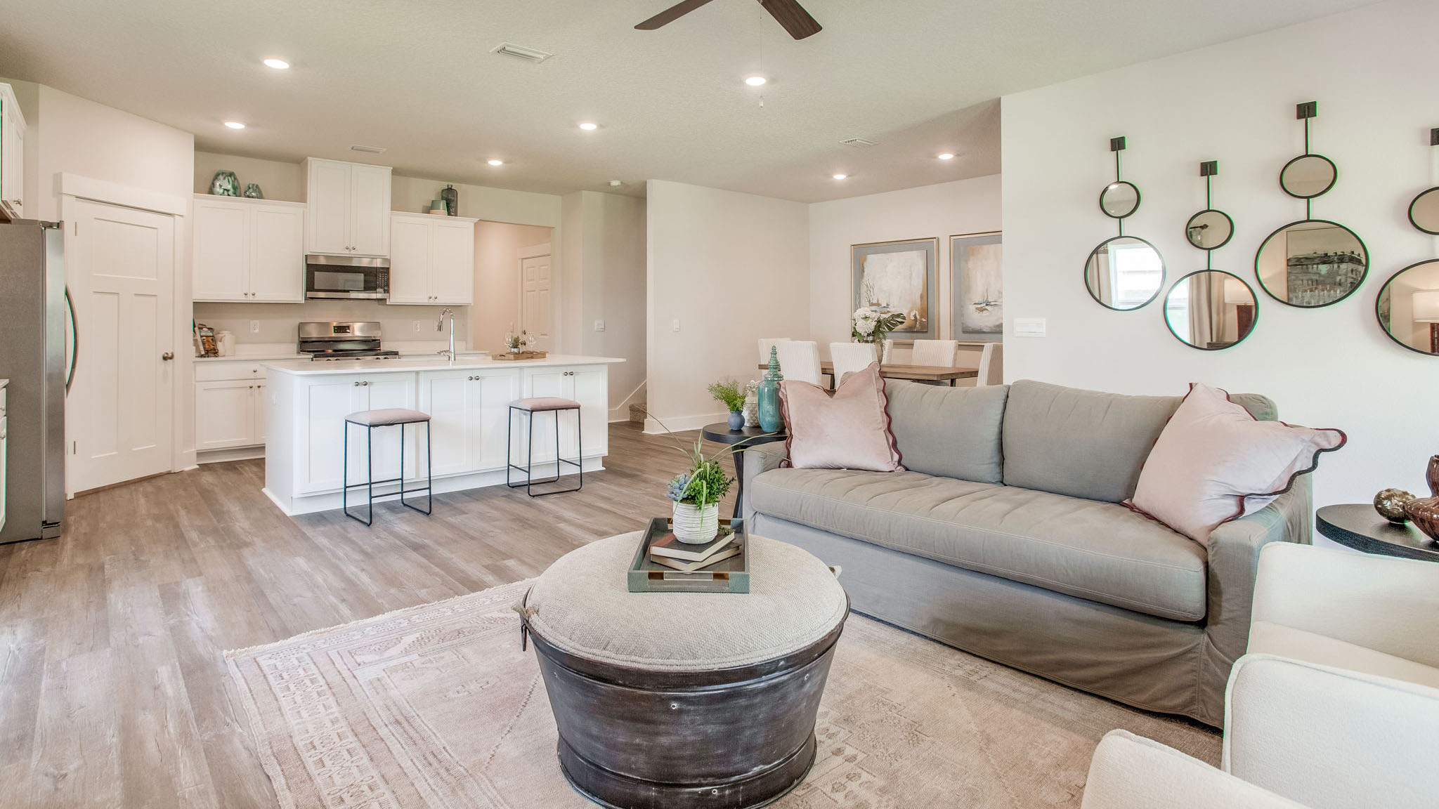 The living area has access to the covered back patio