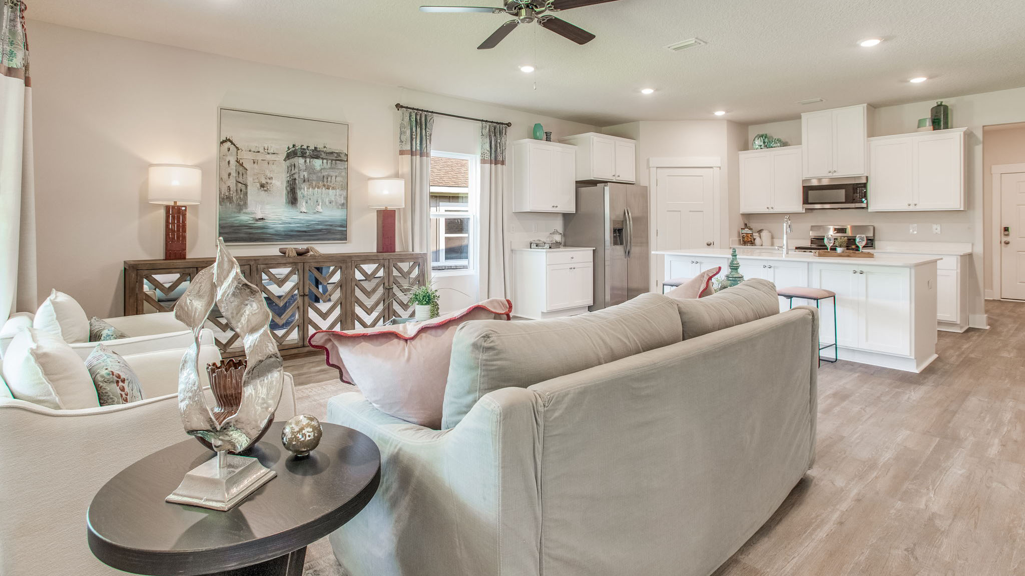 The spacious living area is designed for comfort and functionality