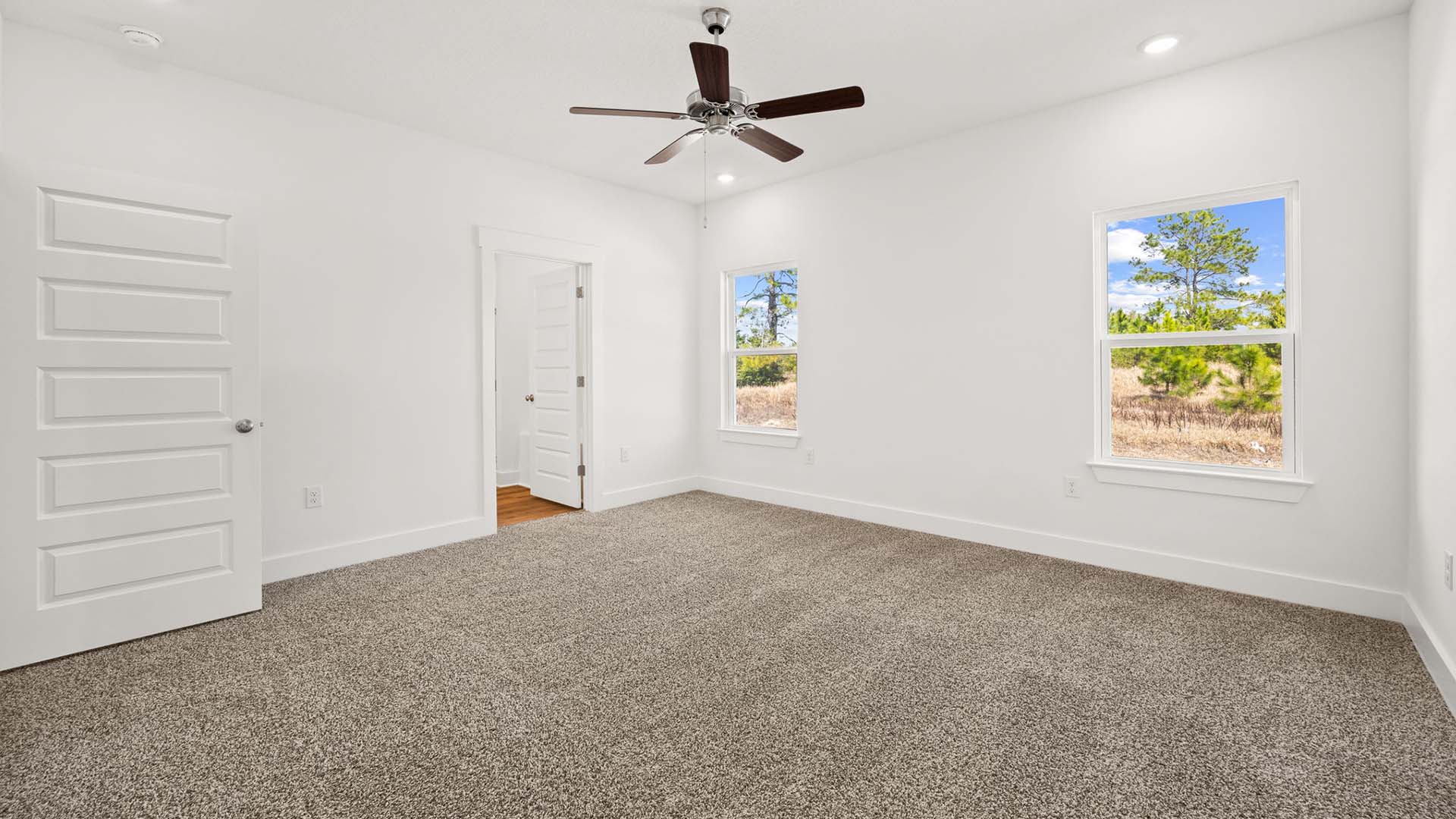 The Primary bedroom is located off the living area