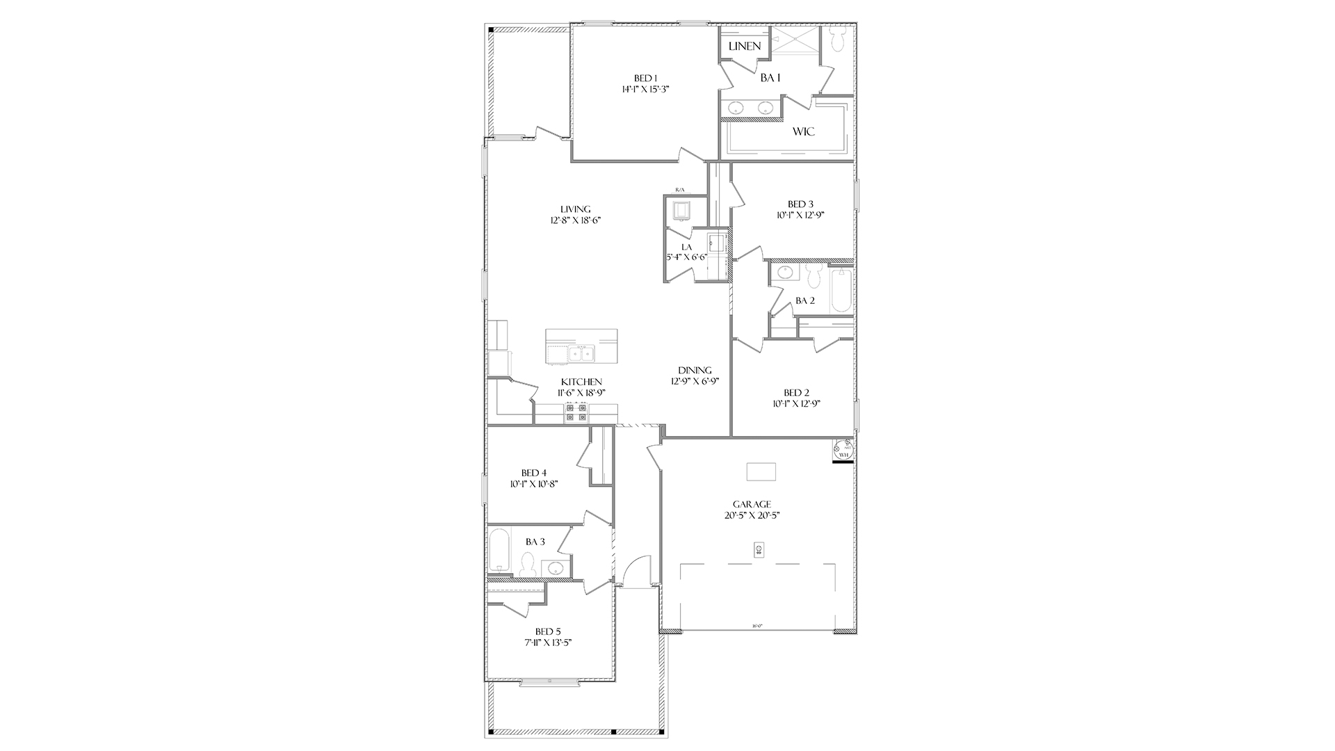 The Riverside has five bedrooms and three full bathrooms