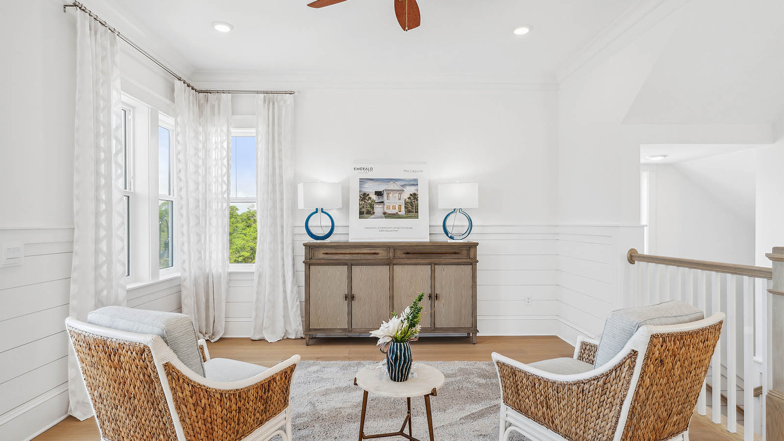 This floor plan has multiple spaces for various uses including casual dining, formal dining, an office space or casual seating