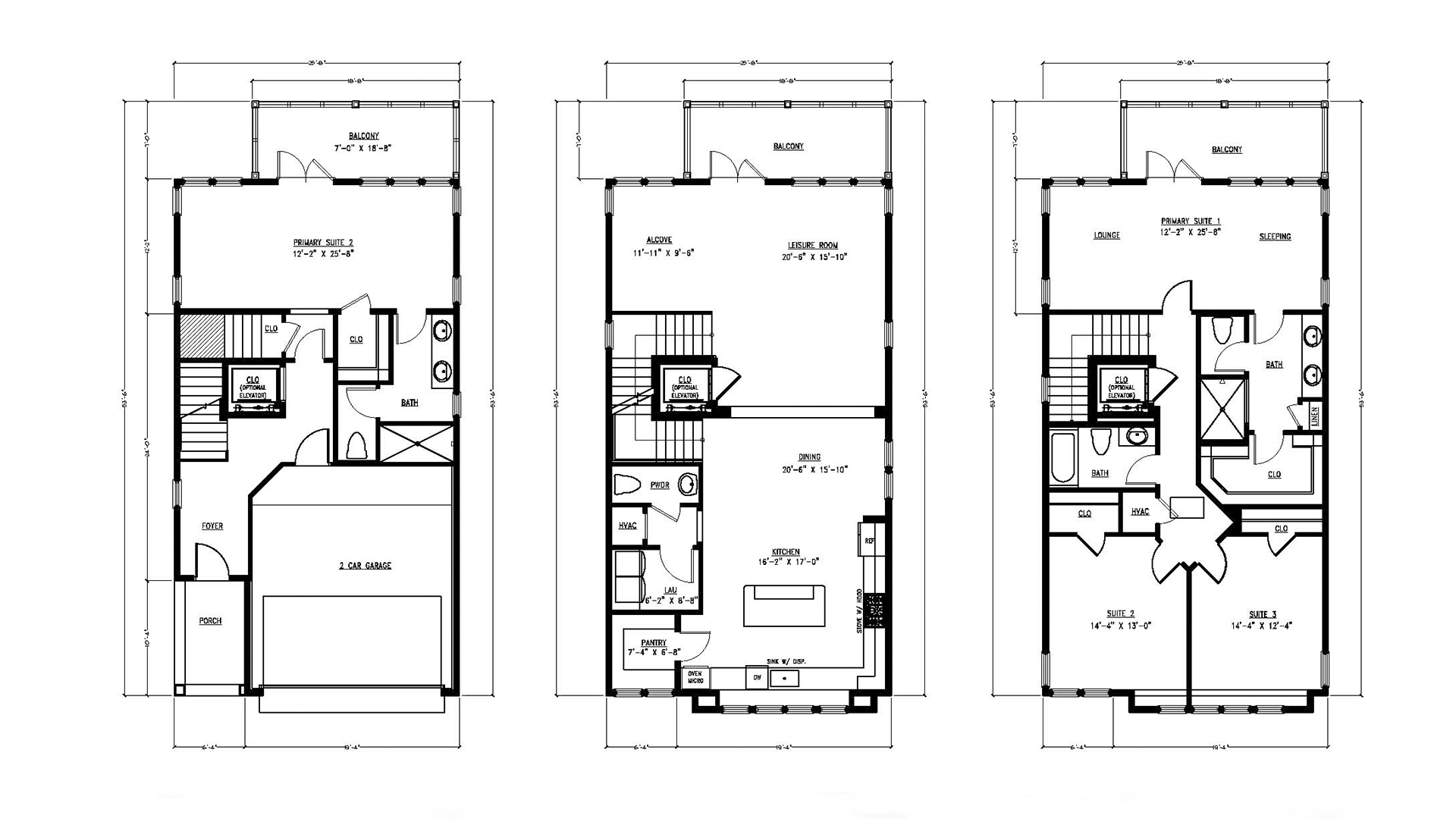 The Antigua has three stories with a main level flex space and full bath, additional bedroom on second level with kitchen and three additional rooms on the third level