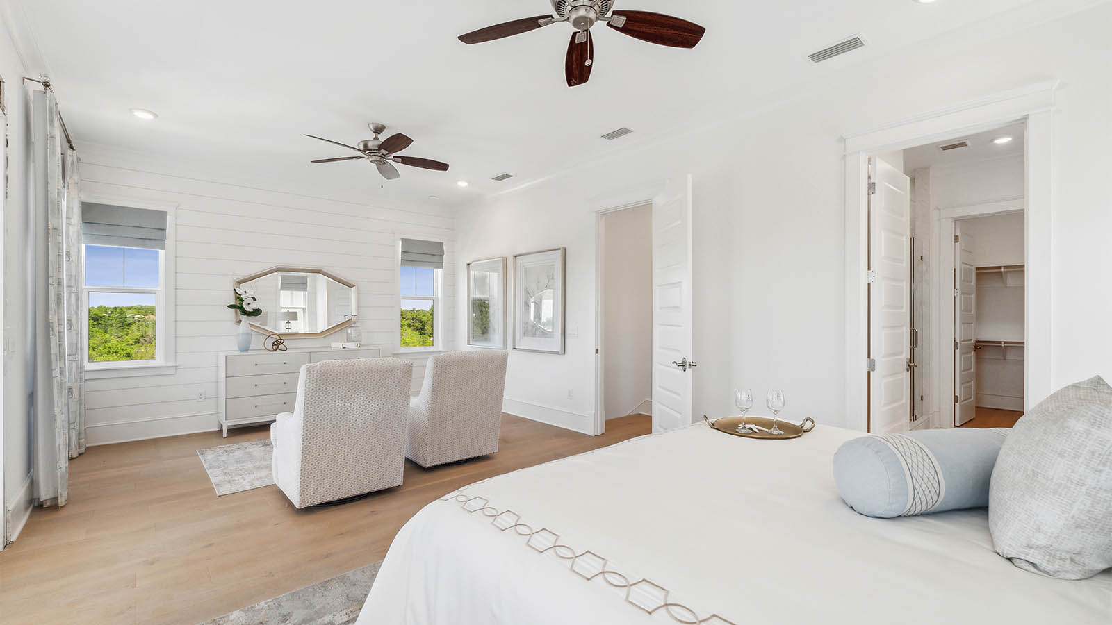 There is large primary suite on the third level with a private balcony