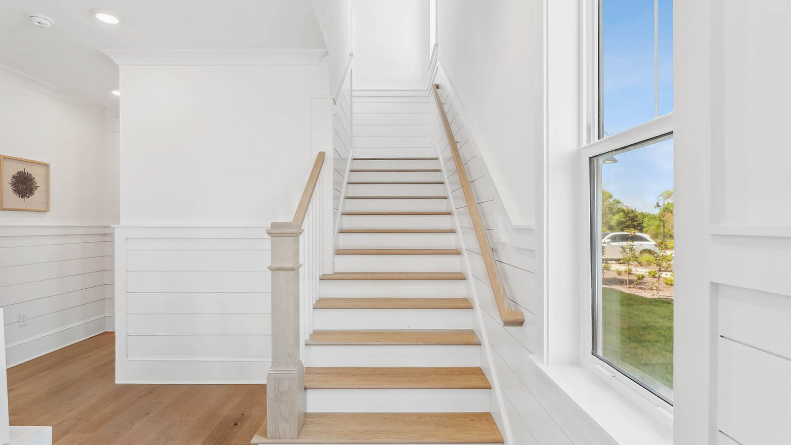 There are stairs just off the foyer leading to the second level living area