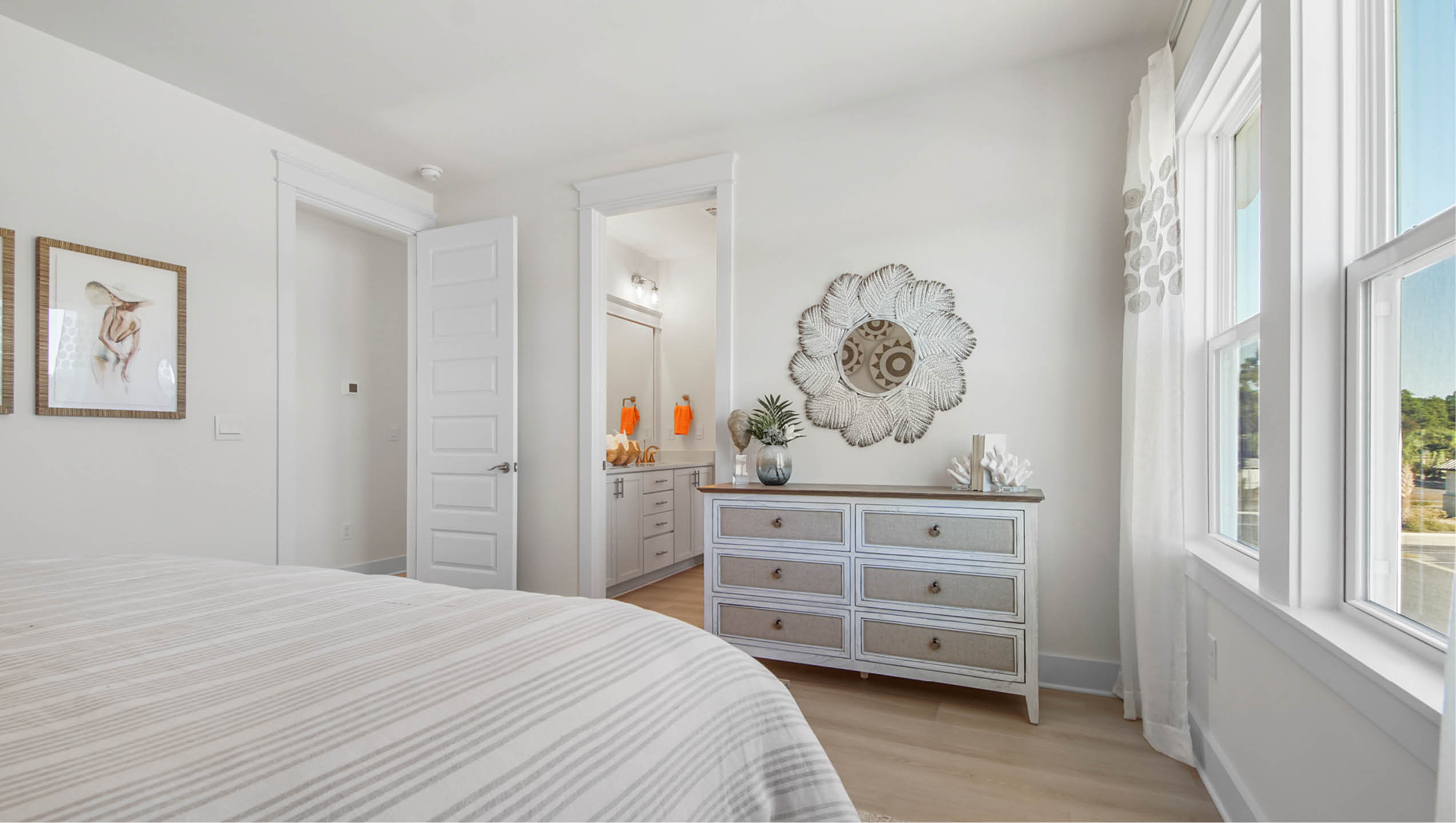 Bedroom five looking at shared bathroom with bedroom three