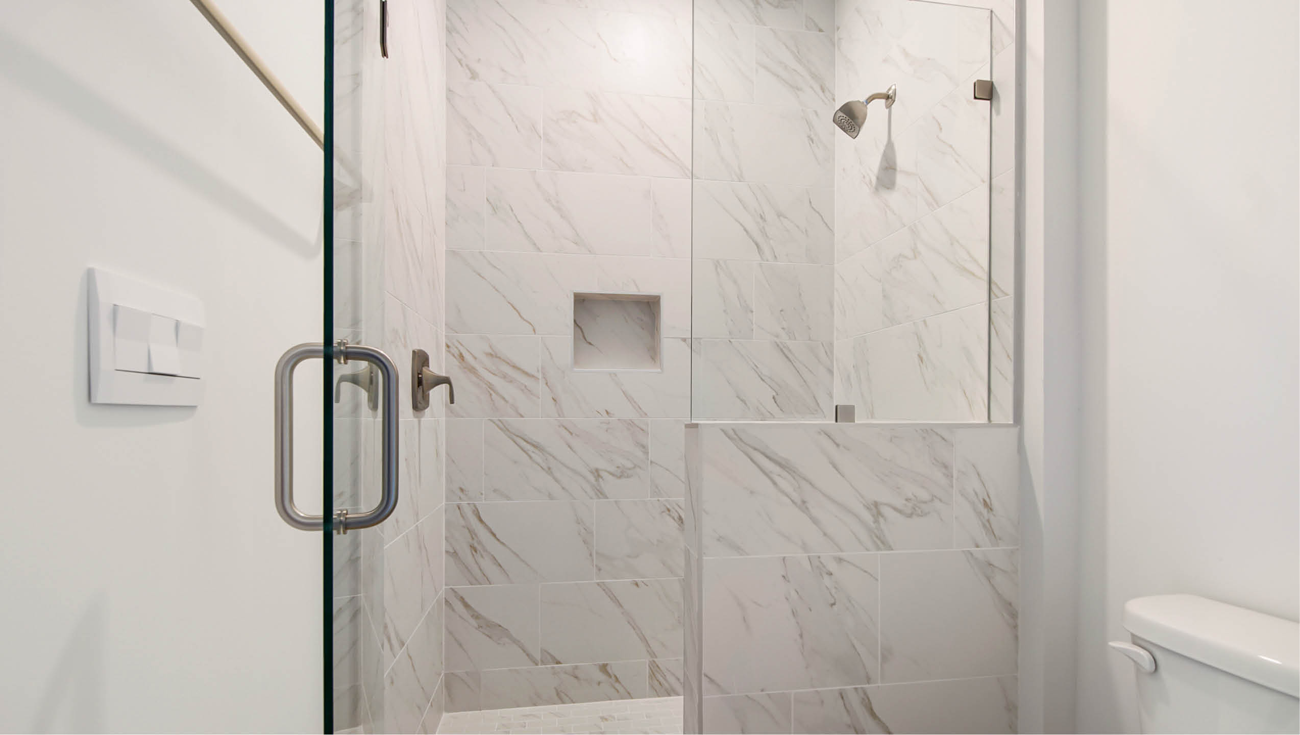 Private bath with shower and glass enclosure