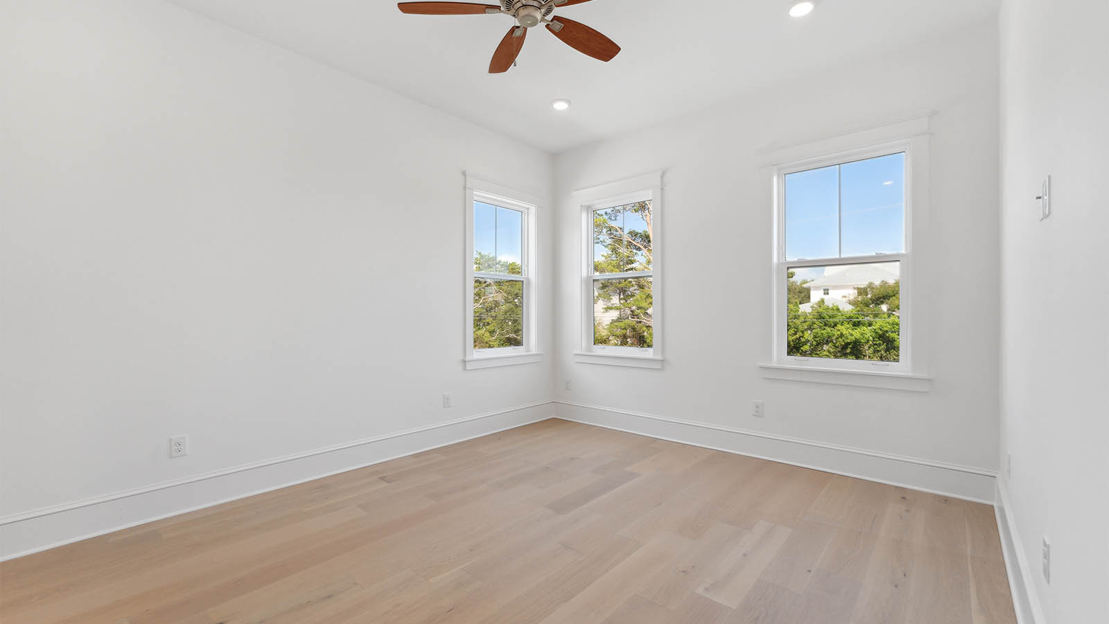 There is a flex room that is at the front of the home that could be used as an office and has a deck over the front of the home