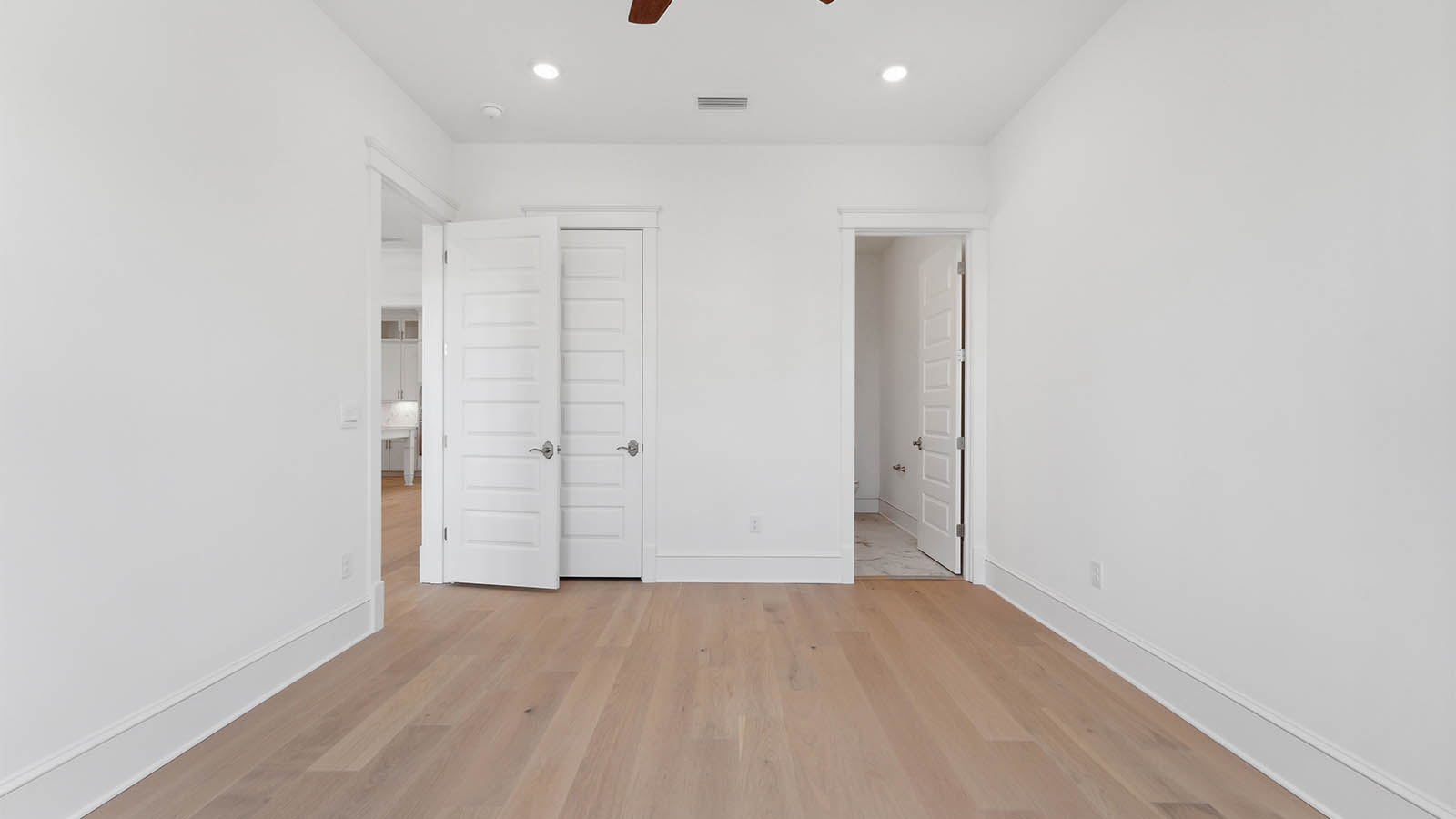 The flex space has a storage closet