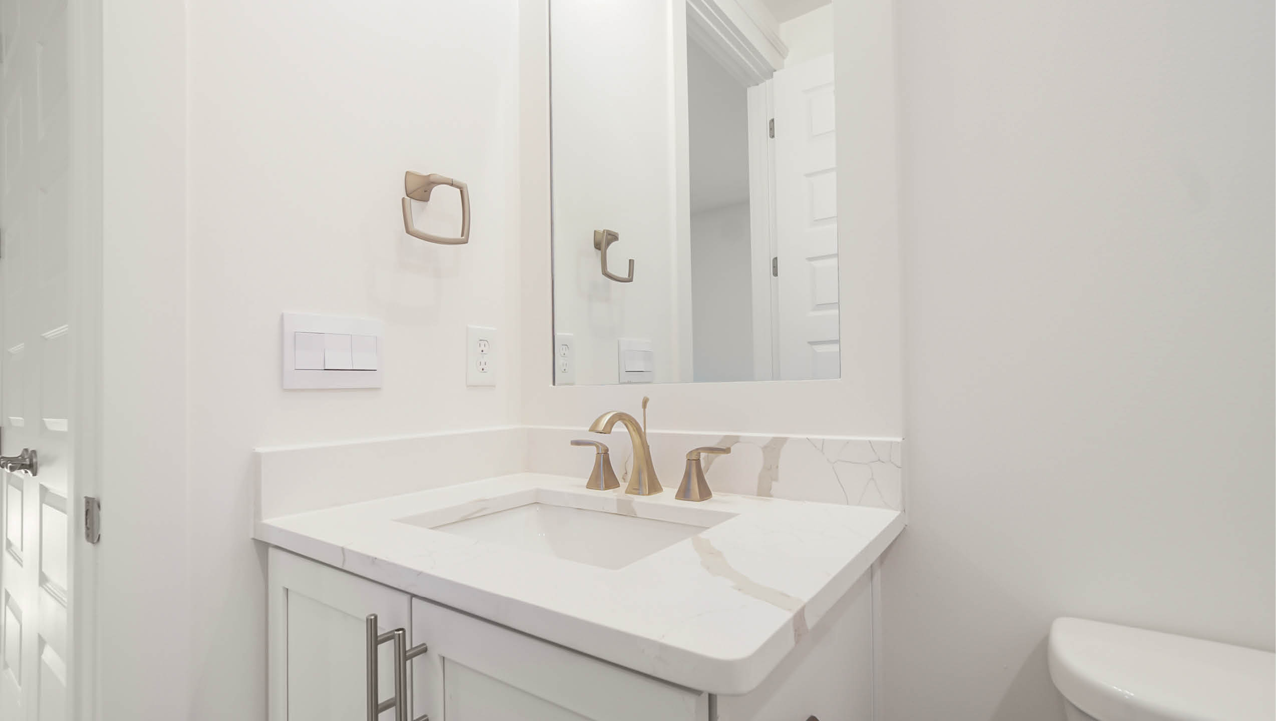 Private bath in bedroom five with vanity