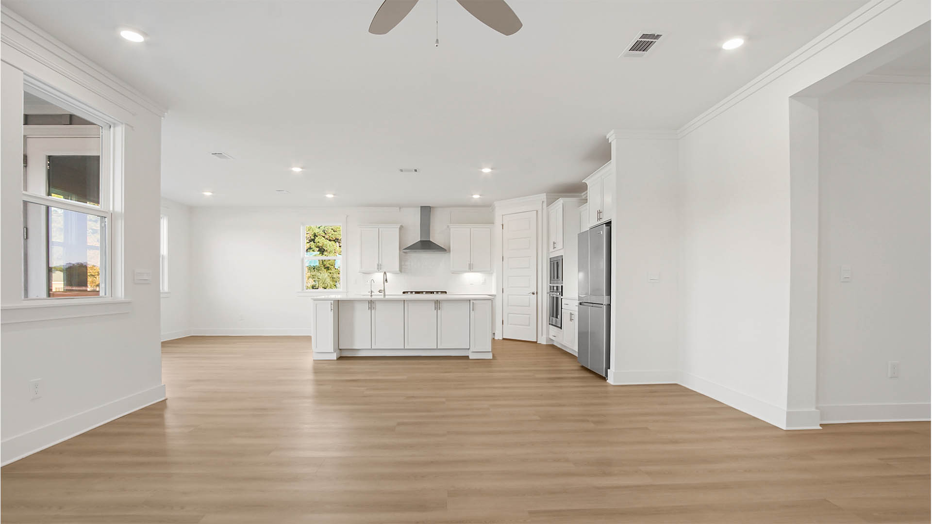 Great room opens to the gourmet kitchen