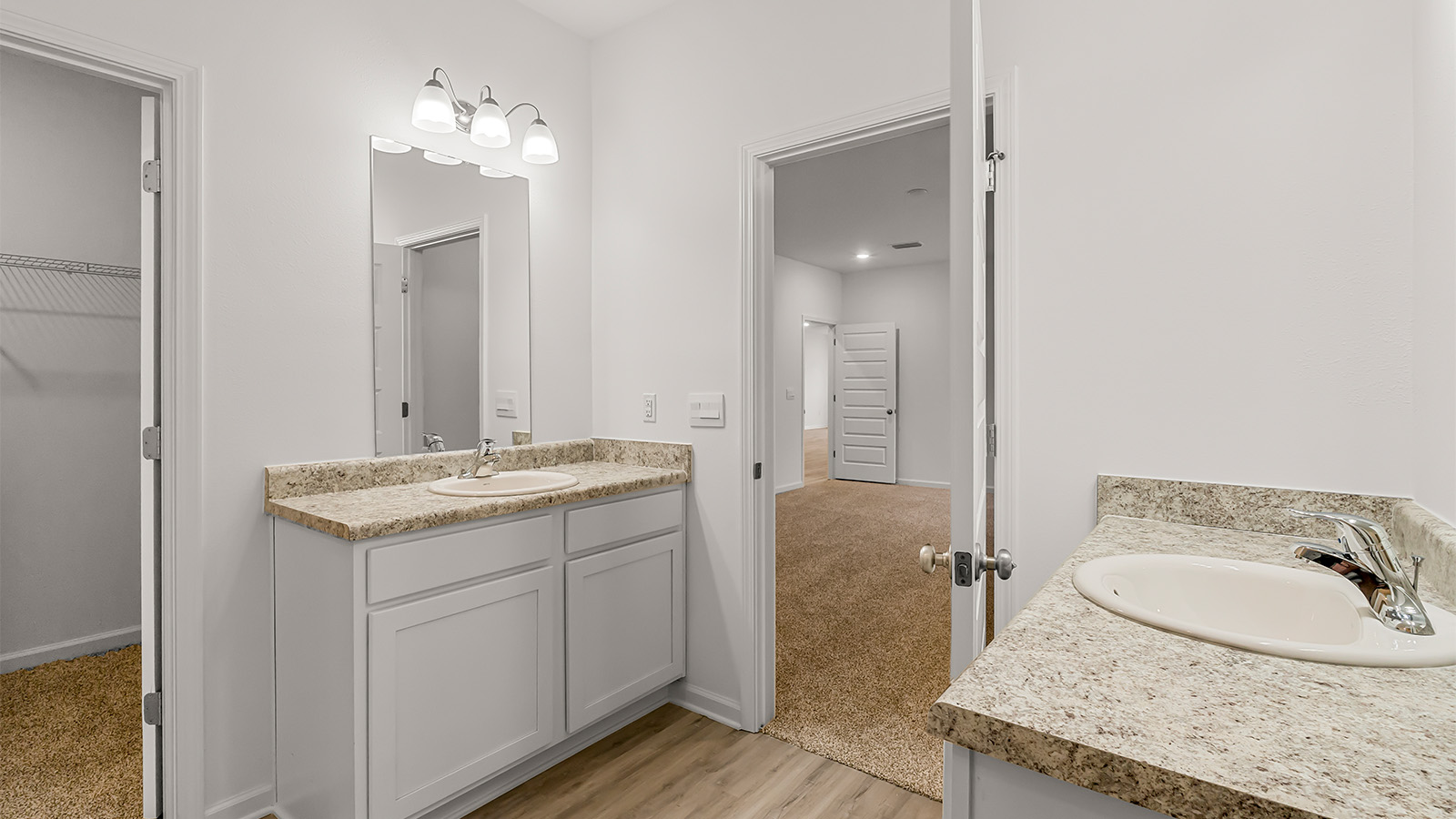 Dual vanities in the primary bathroom