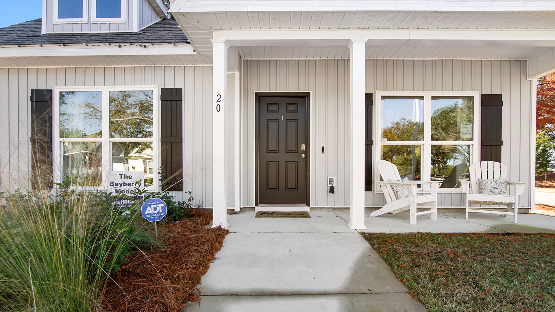 The Bayberry has a covered entry