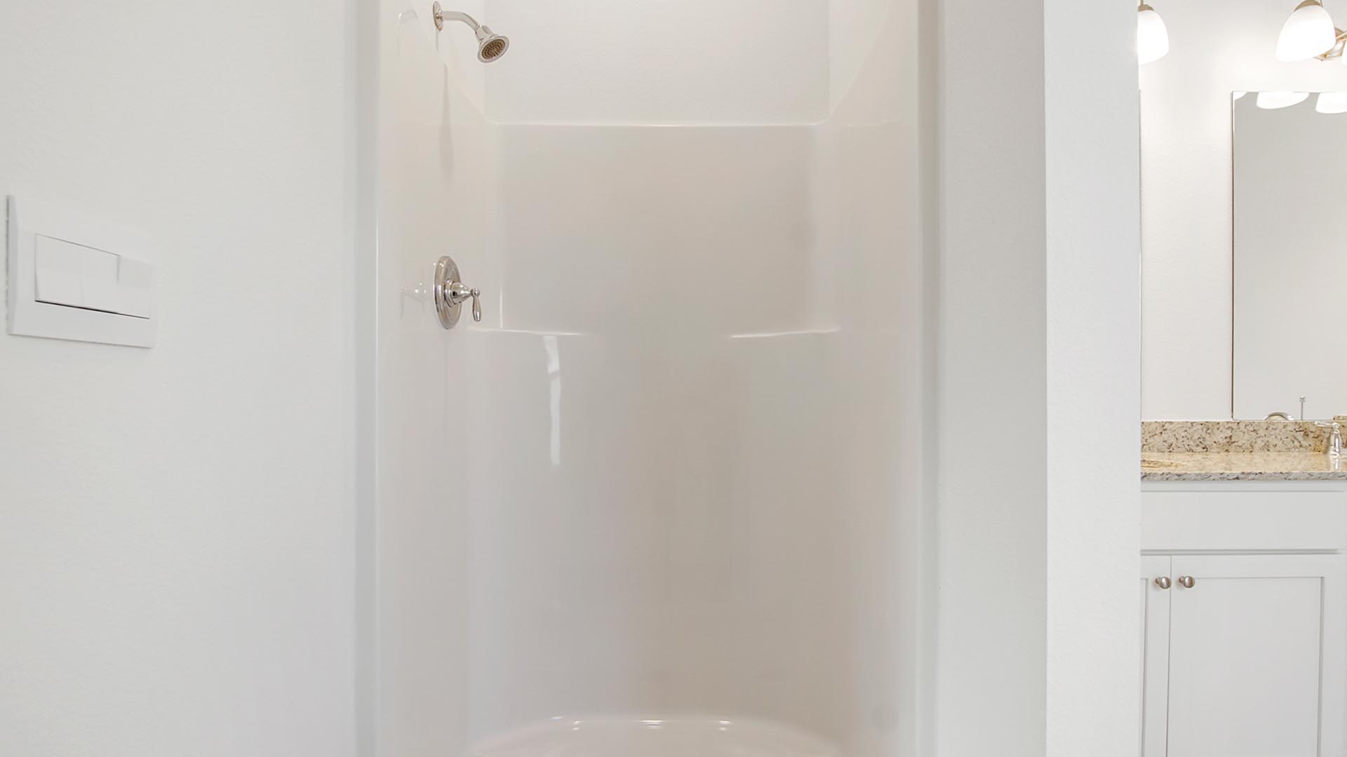 Shower with fiberglass construction