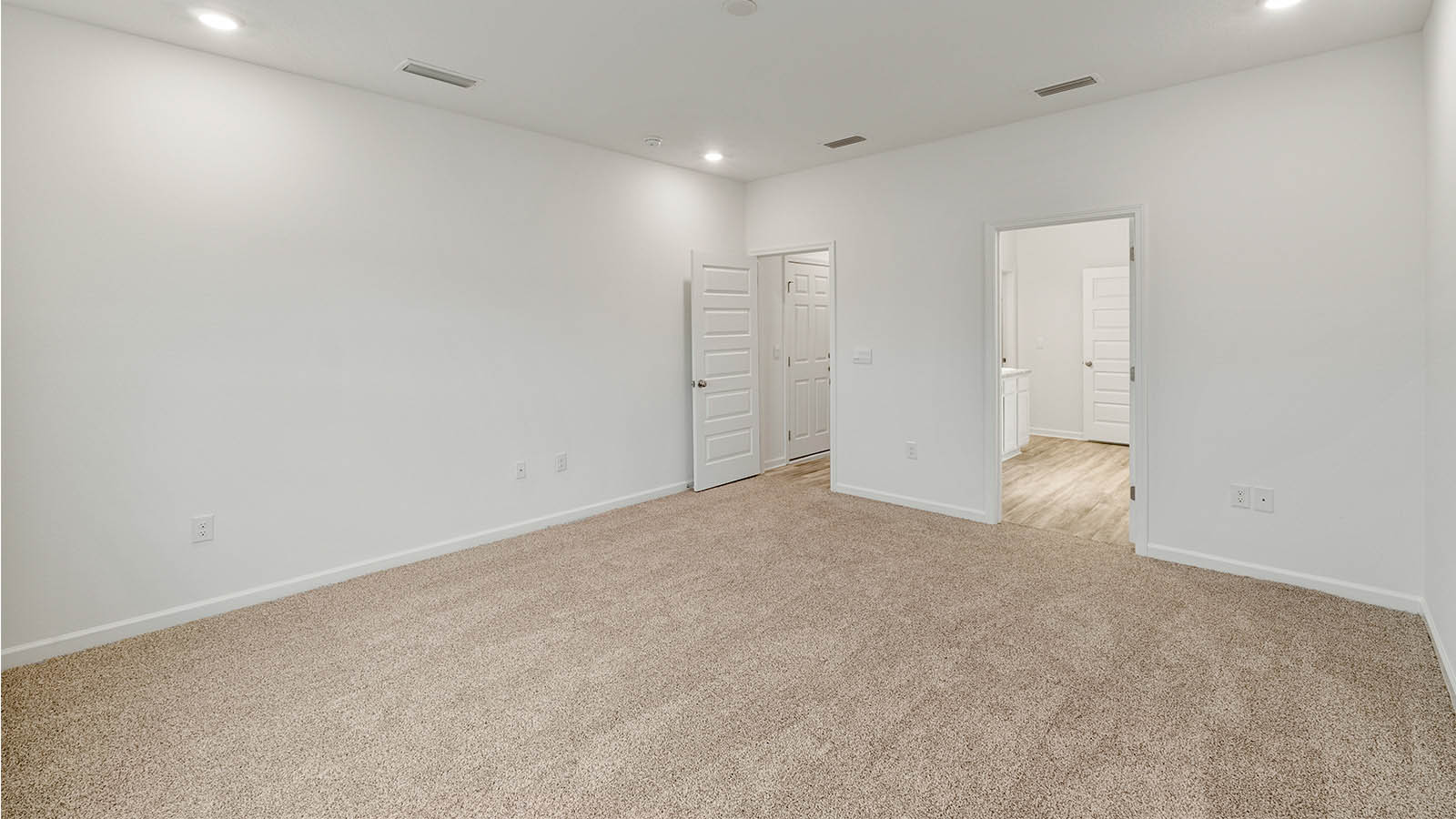 The primary bedroom is spacious