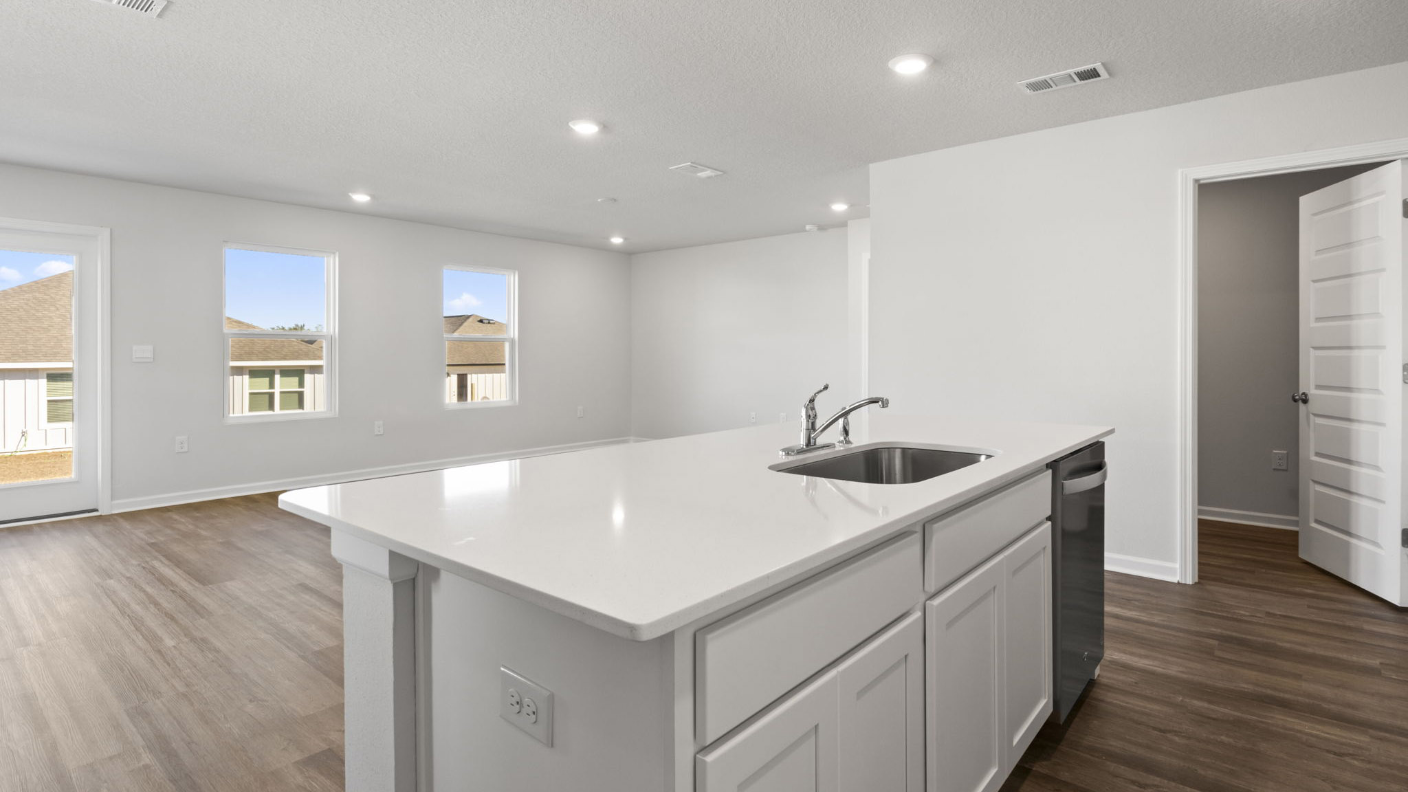 The dining area can be set adjacent to the kitchen