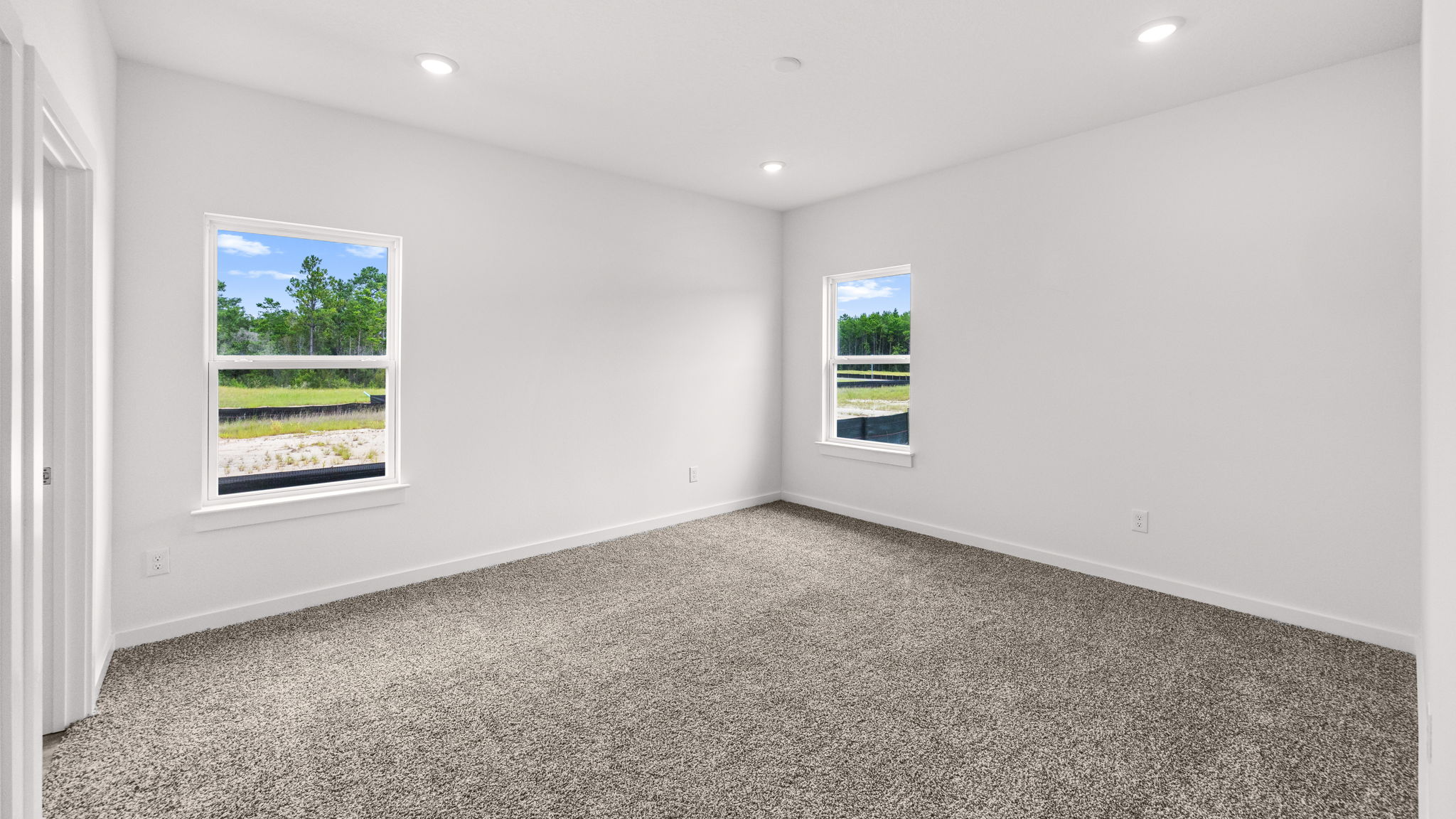 The primary bedroom has carpet