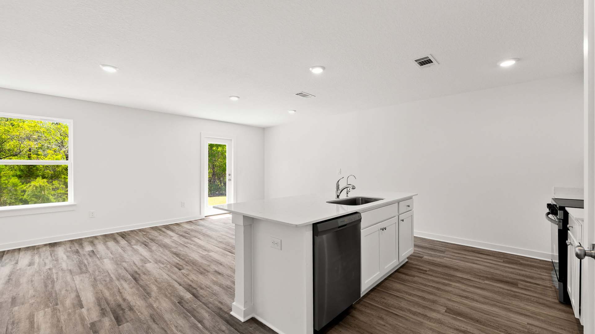 Open kitchen with center island