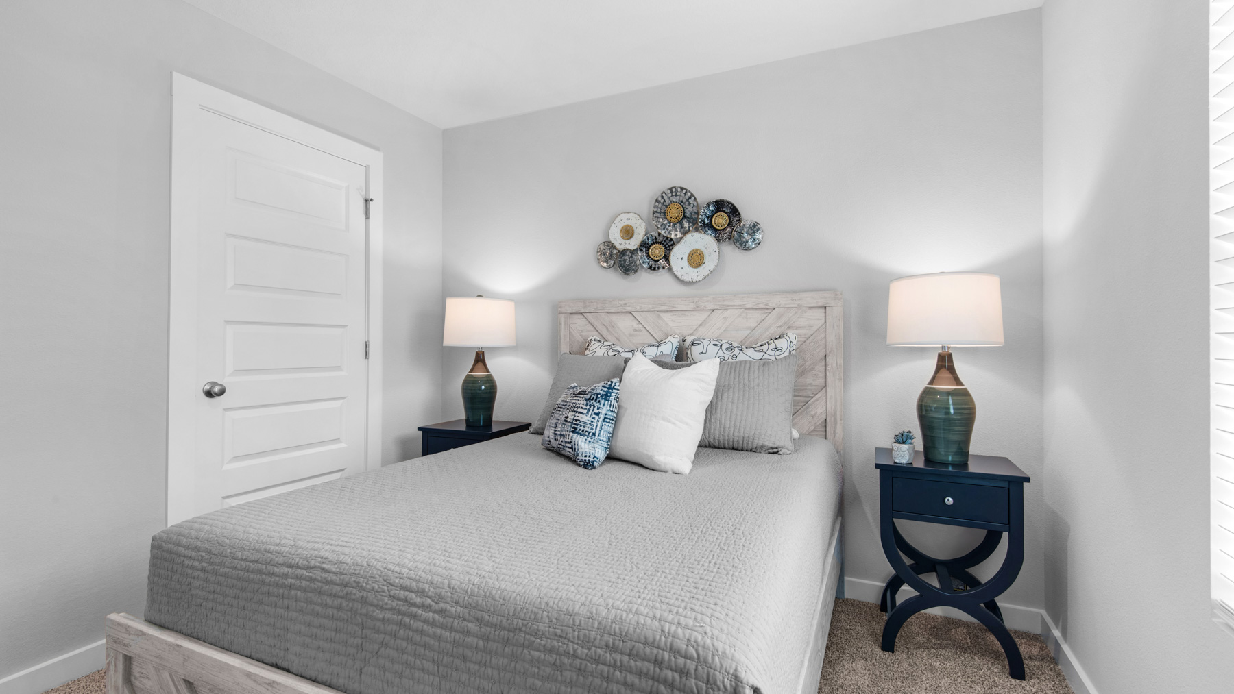 Guest bedroom one has carpet
