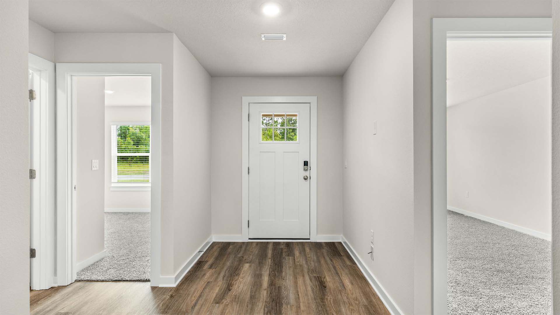 Entry hall of the Sawyer with guest bedrooms at the front of the home