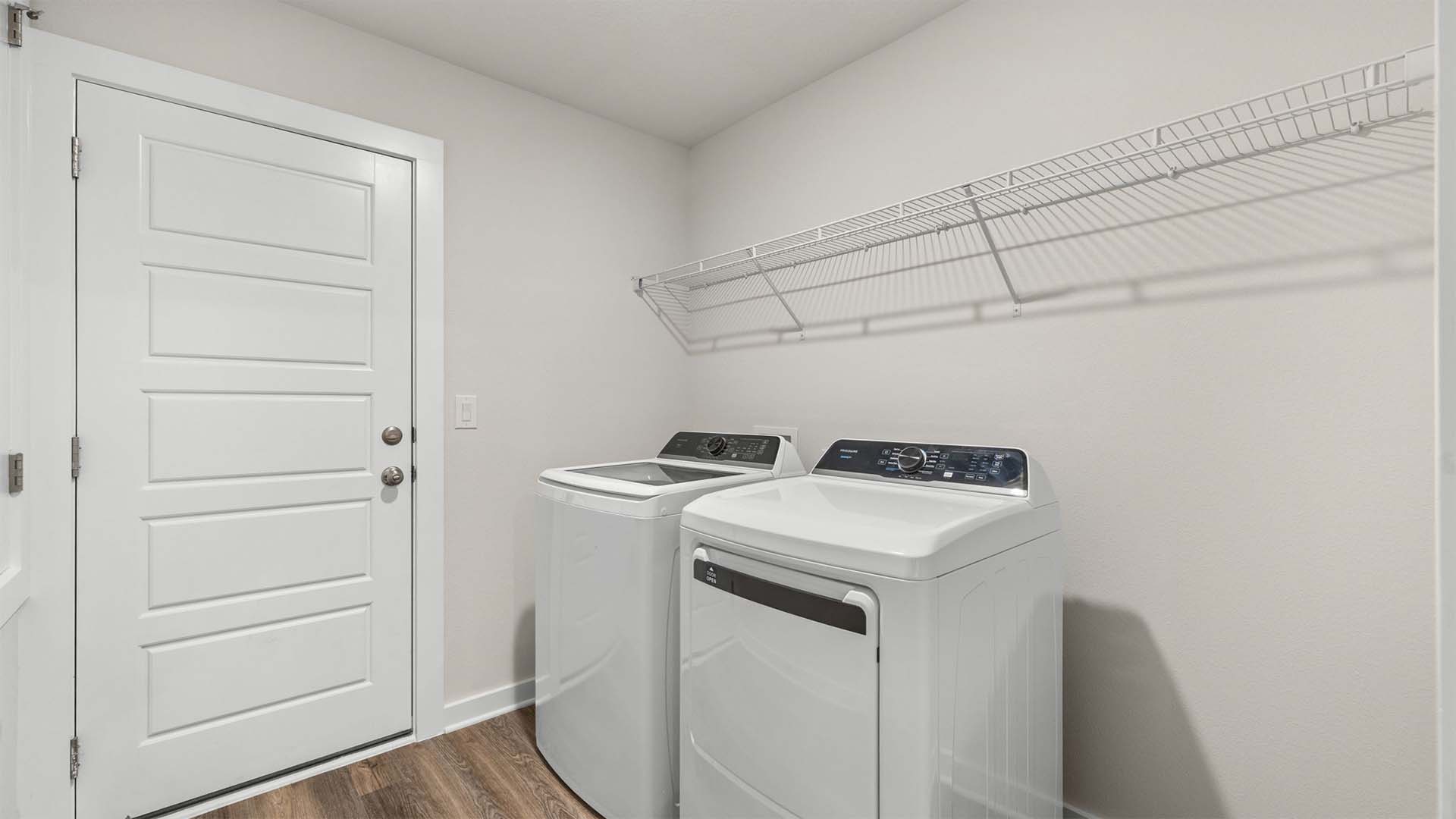 The laundry room offers space for a full size washer and dryer and access to the garage