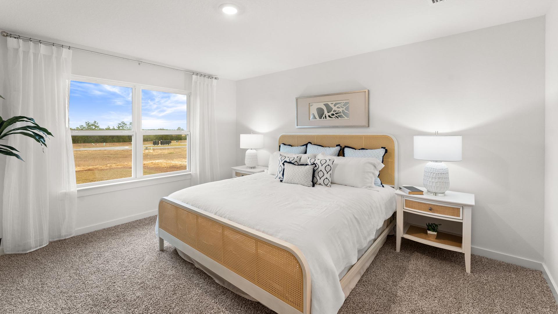 The primary bedroom is located off the living area