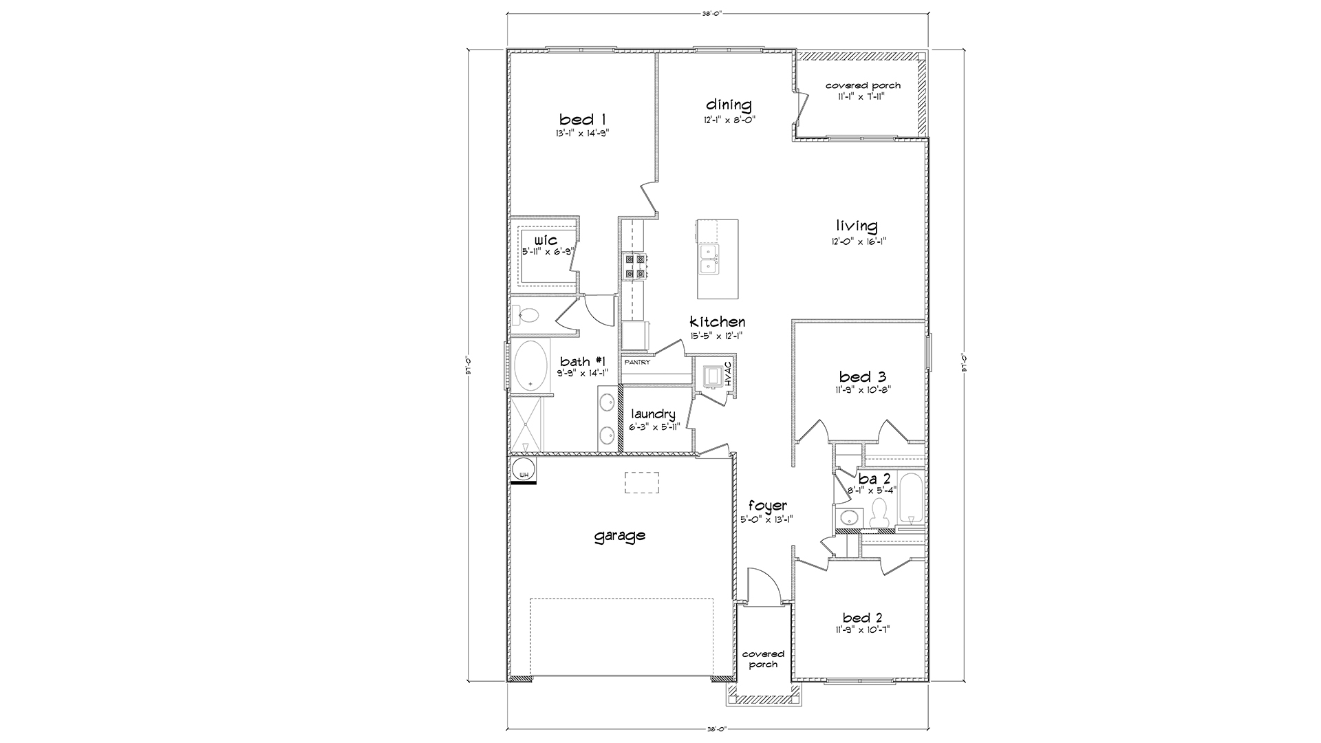 The Aria floorplan has three bedrooms and two full bathrooms