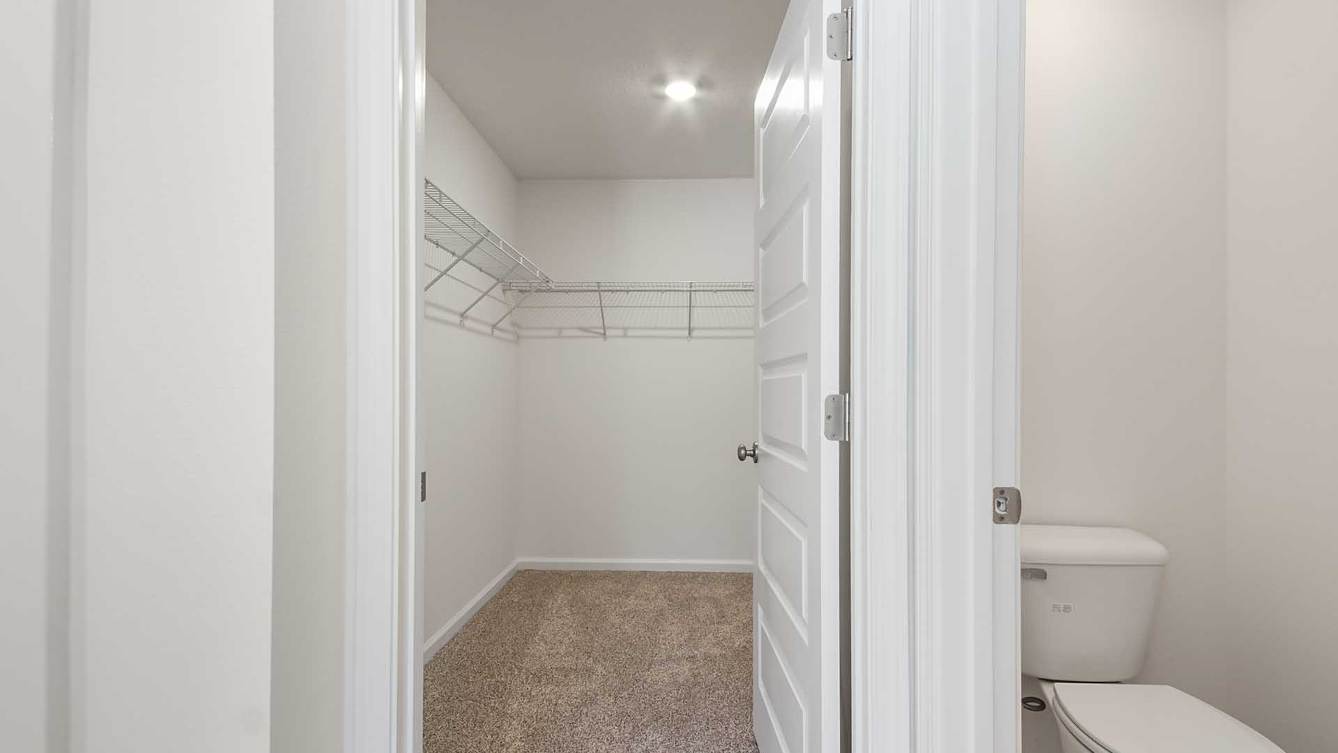 The primary bathroom has a large closet