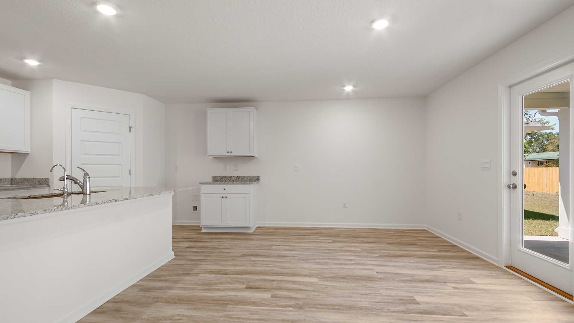 The dining and living area are open