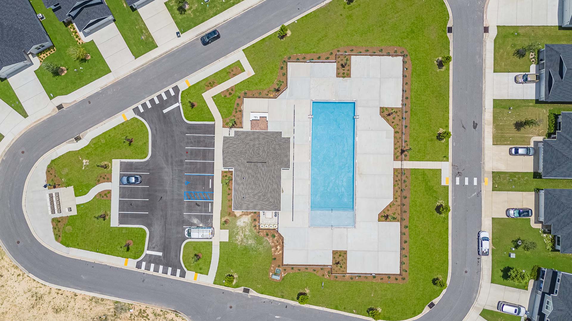 There is ample parking at the pool and amenity area