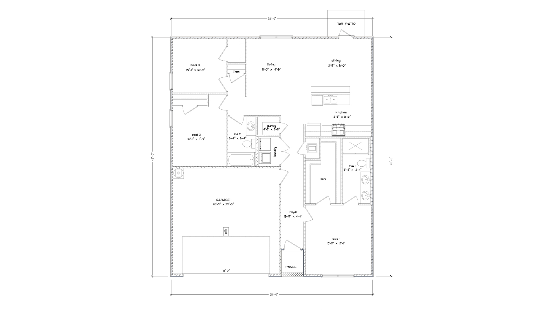 The Aldridge floor plan has three bedrooms and two bathrooms