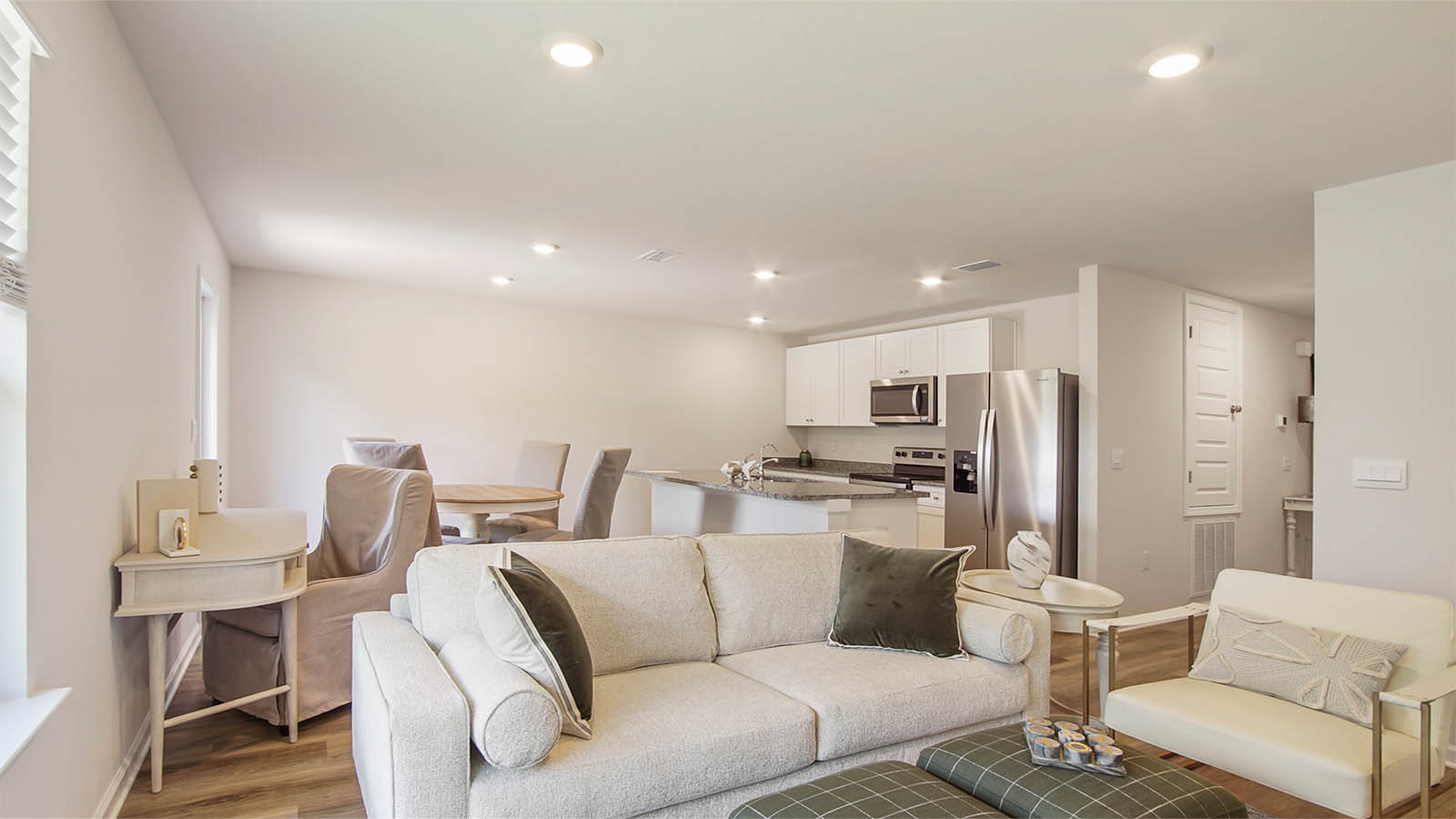 Open and spacious living area with EVP flooring