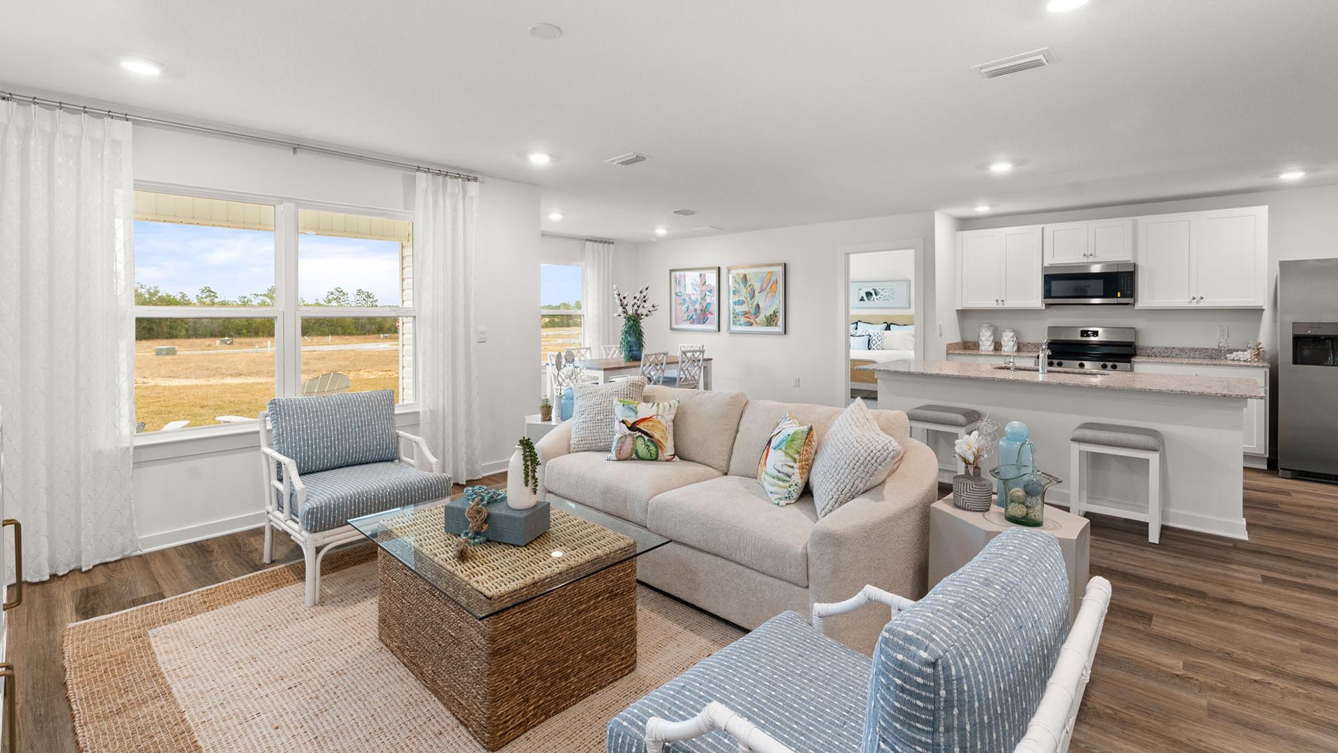 The open concept design of the living area create a functional space and allows for comfortable living