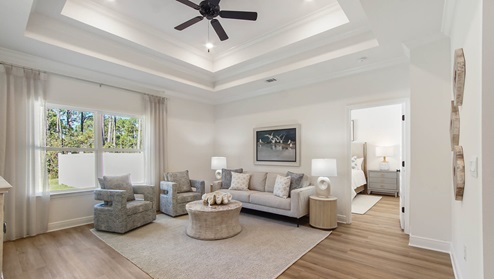 Open living area of the Rhett model home