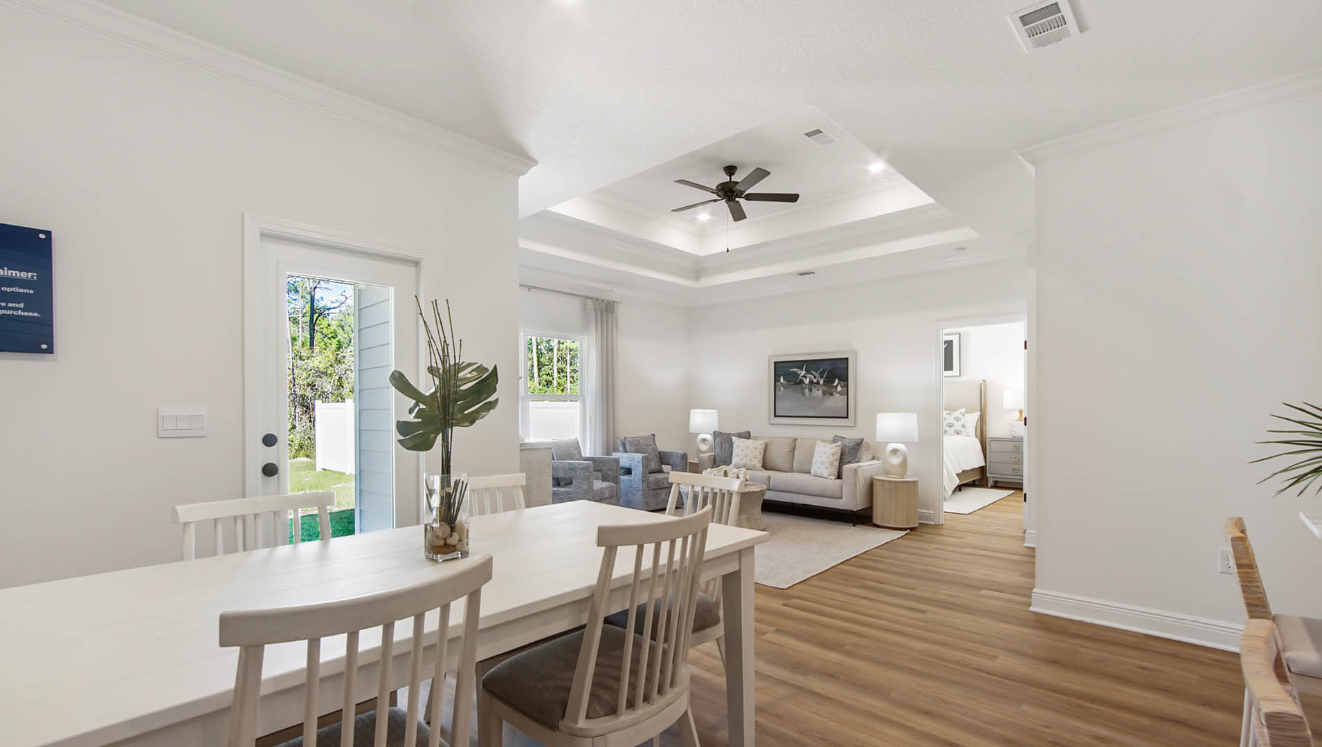 Meal service is simple with your dining area that is connected to the kitchen area