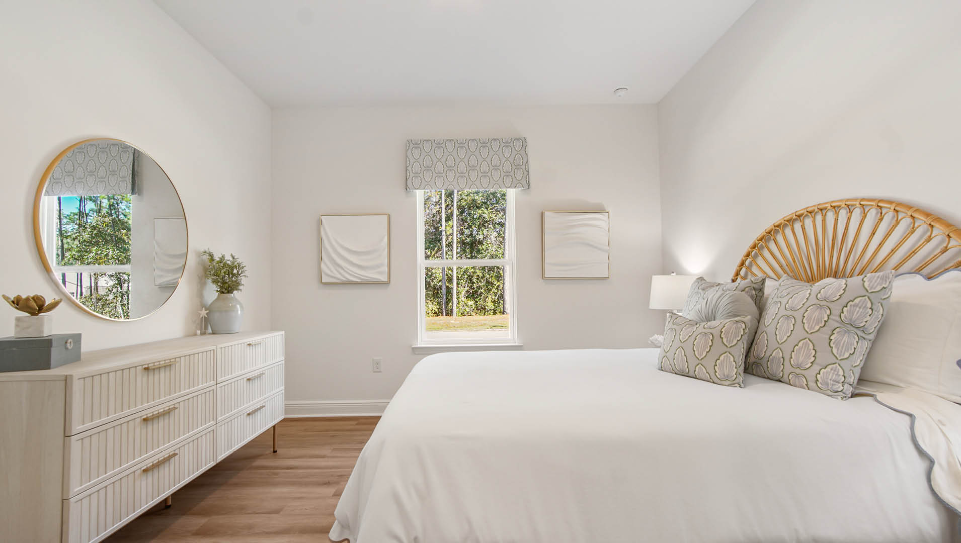 The fourth bedroom is spacious and features EVP flooring and could be used as an office or den